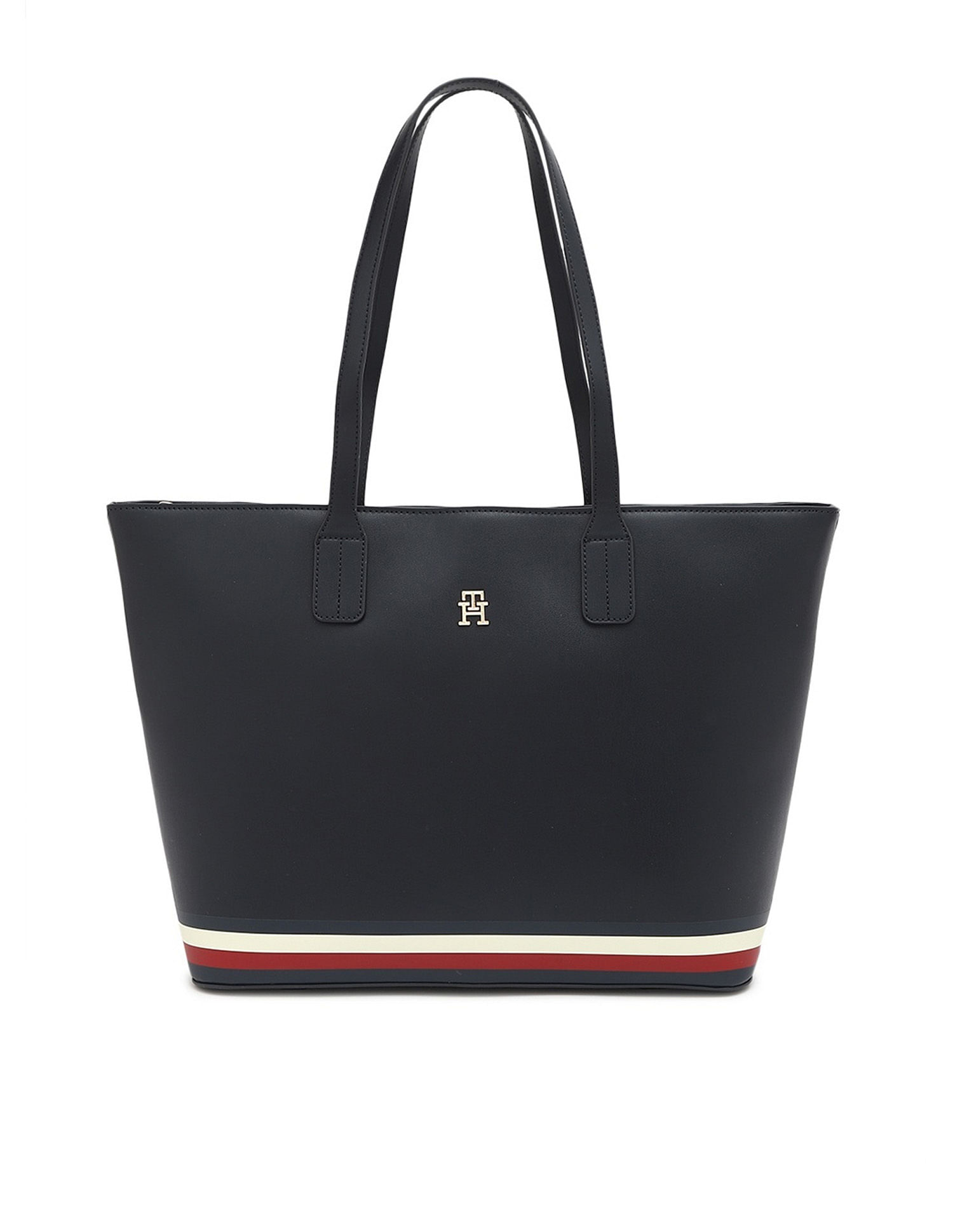 Tommy Hilfiger Striped Blue Pu Tote Bag