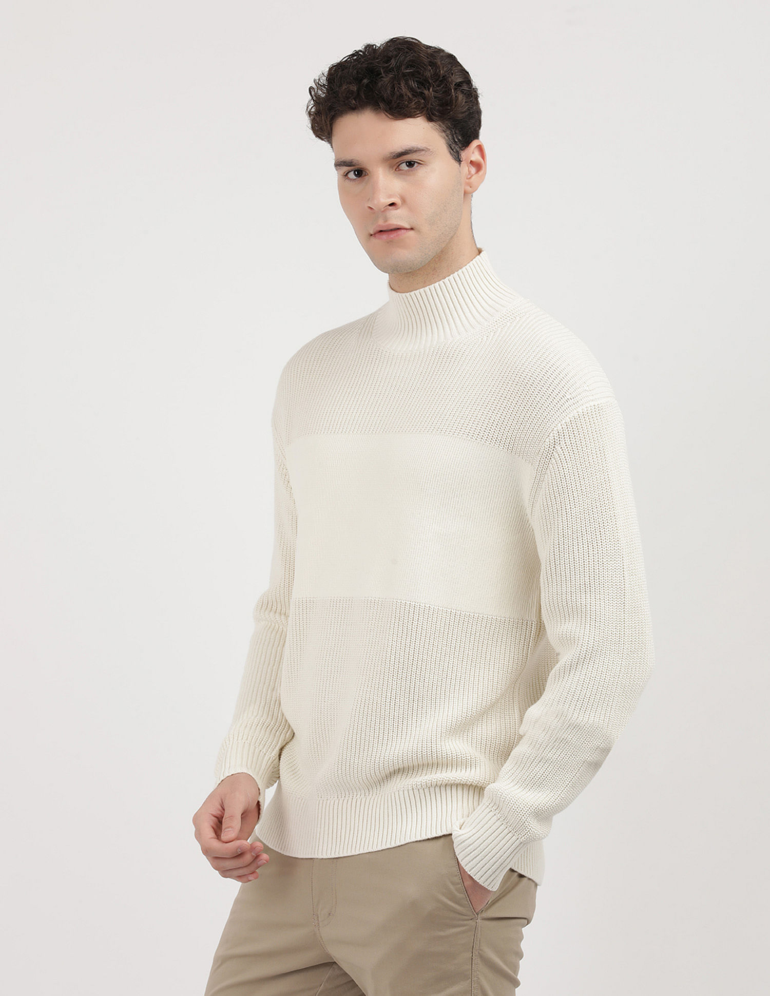 Calvin Klein Jeans Mixed Stitch High Neck Sweater
