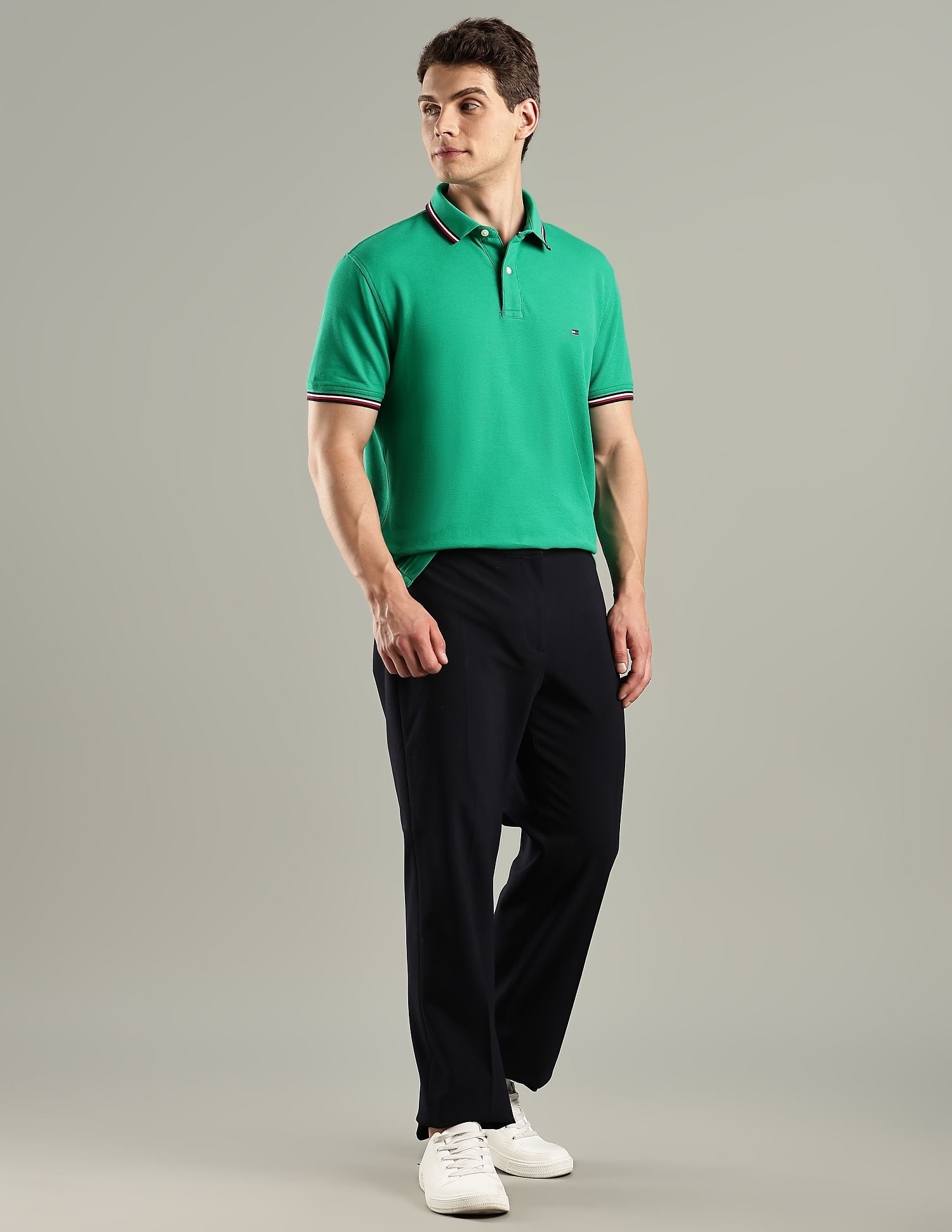 Tommy Hilfiger Solid Regular-Fit Cotton Polo T-Shirt