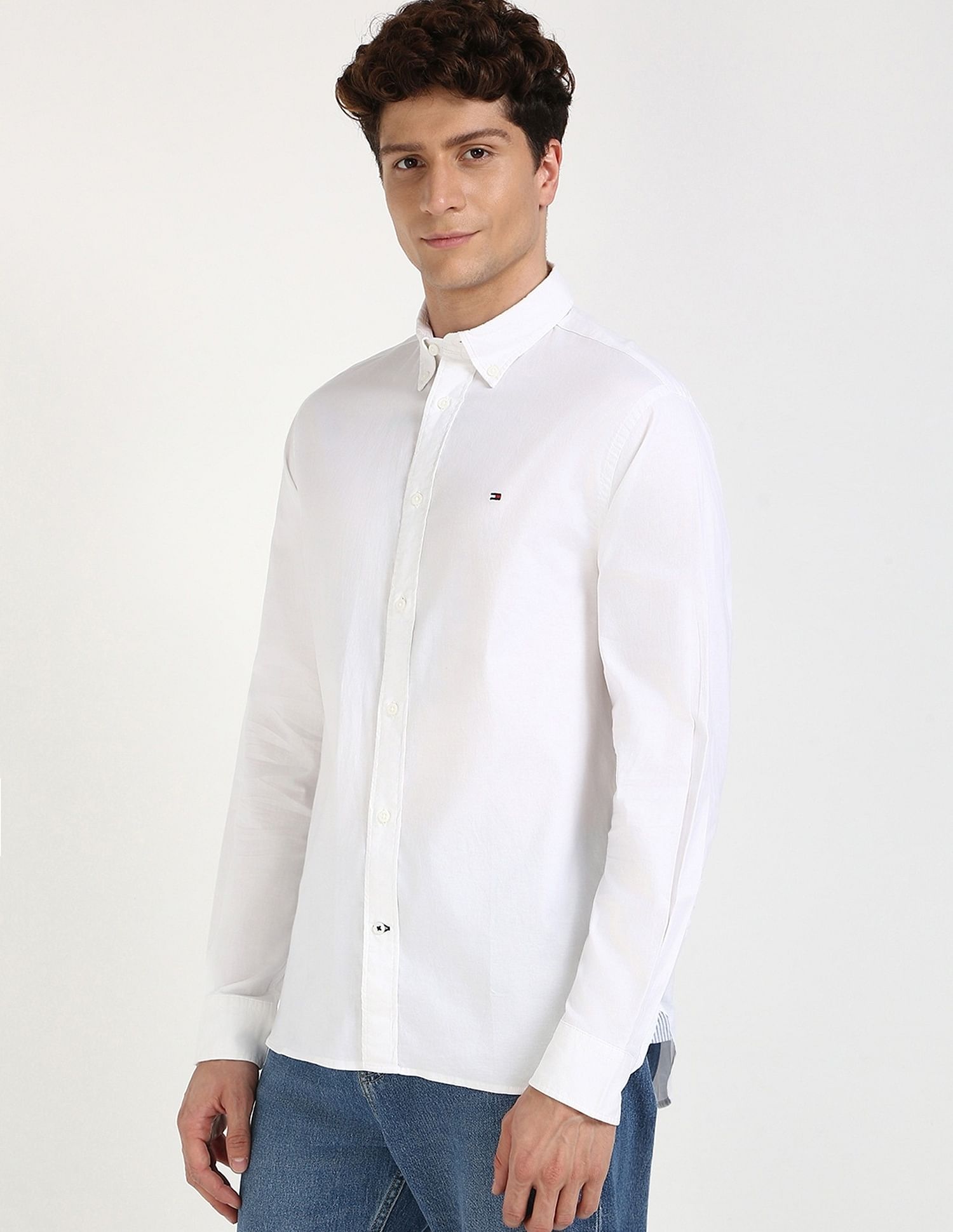 Tommy Hilfiger Solid Regular-Fit Cotton Shirt