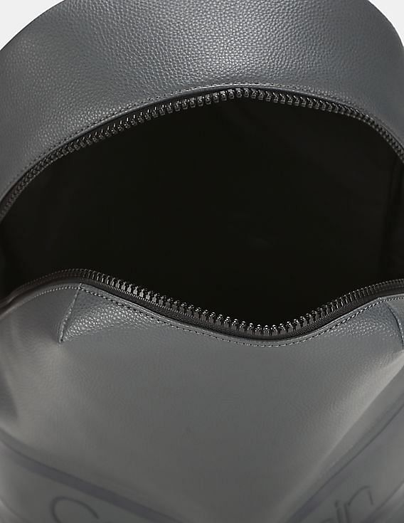 Calvin Klein Men Grey Panelled Brand Logo Textured Backpack