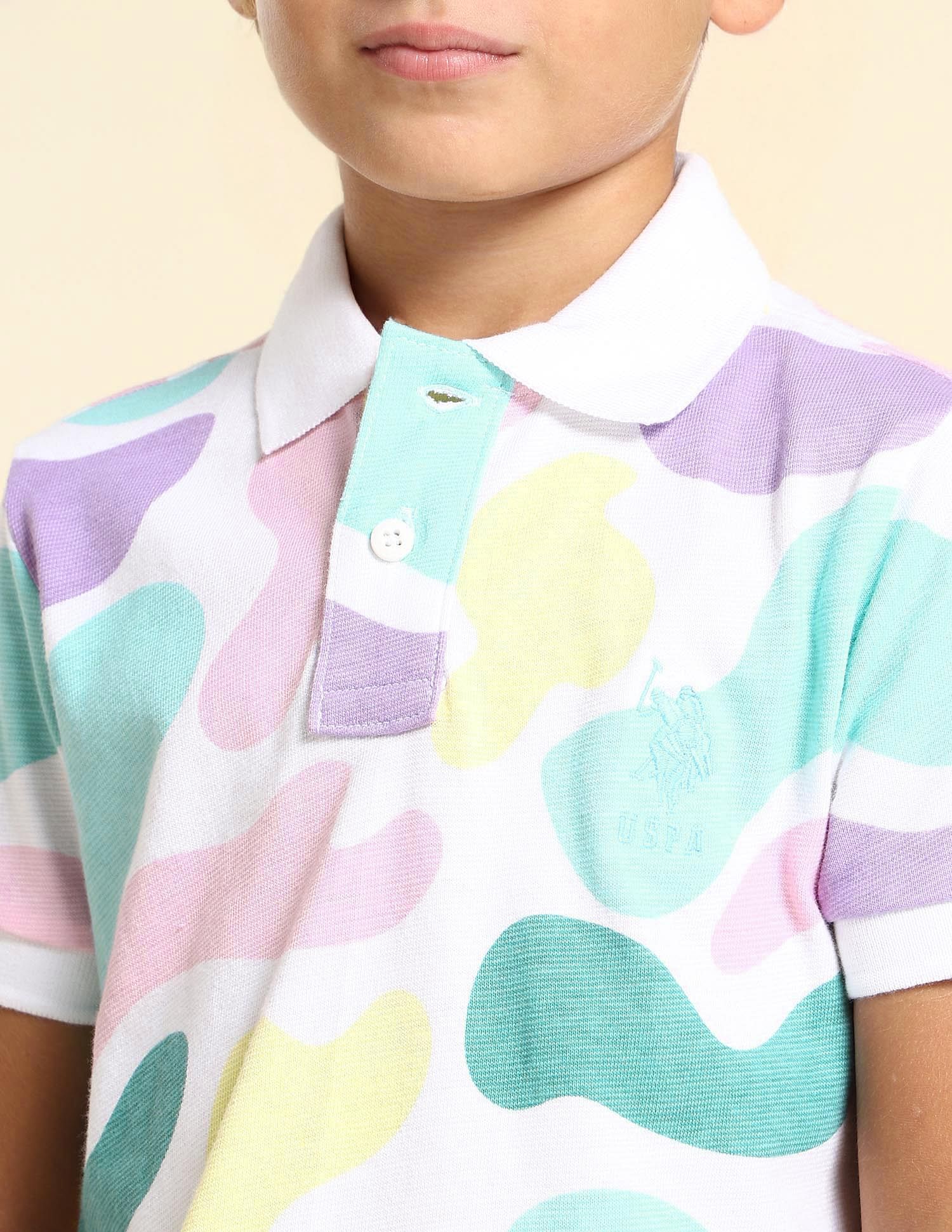U.S. Polo Assn. Kids Boys Abstract Printed Regular Fit Polo Shirt
