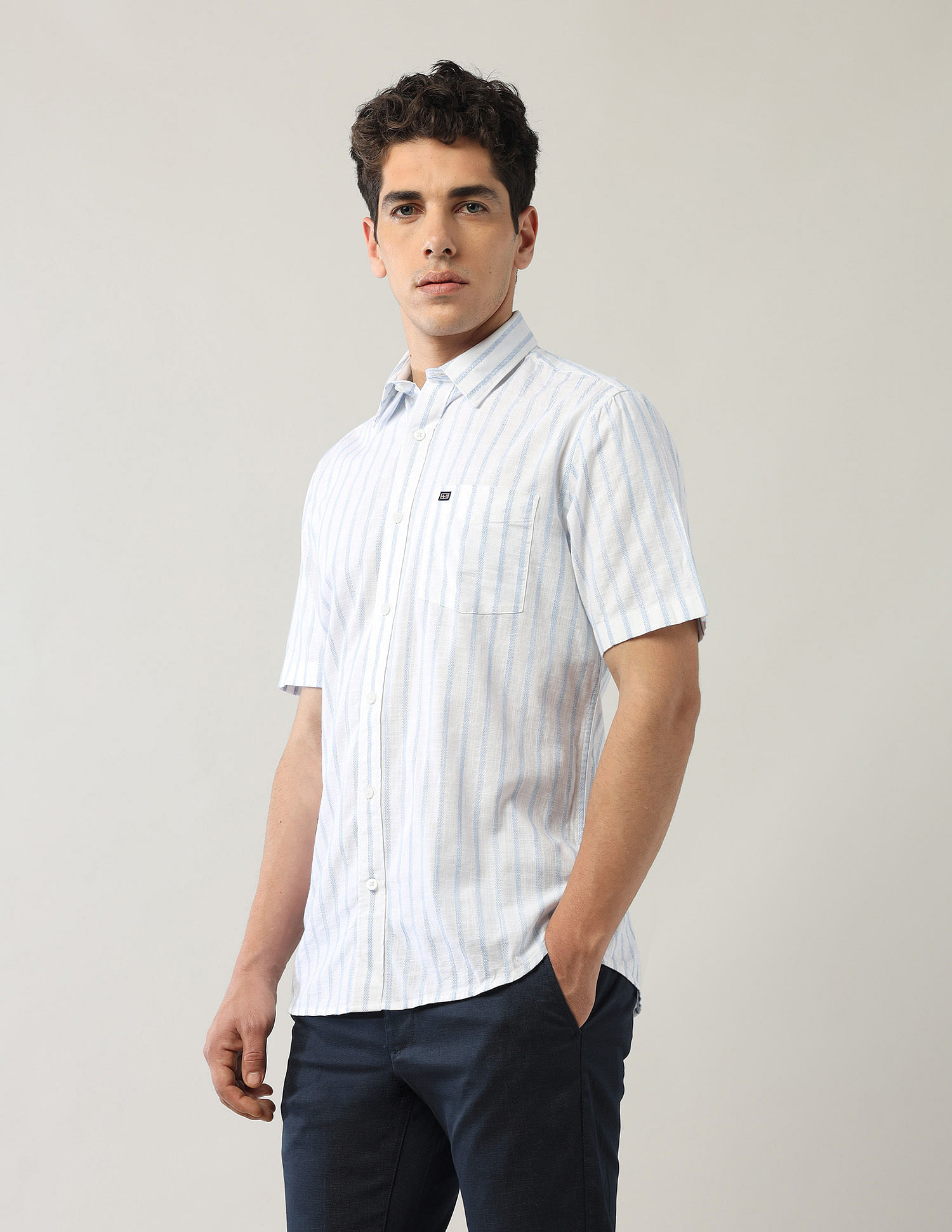 Arrow Sport Vertical Striped Dobby Shirt