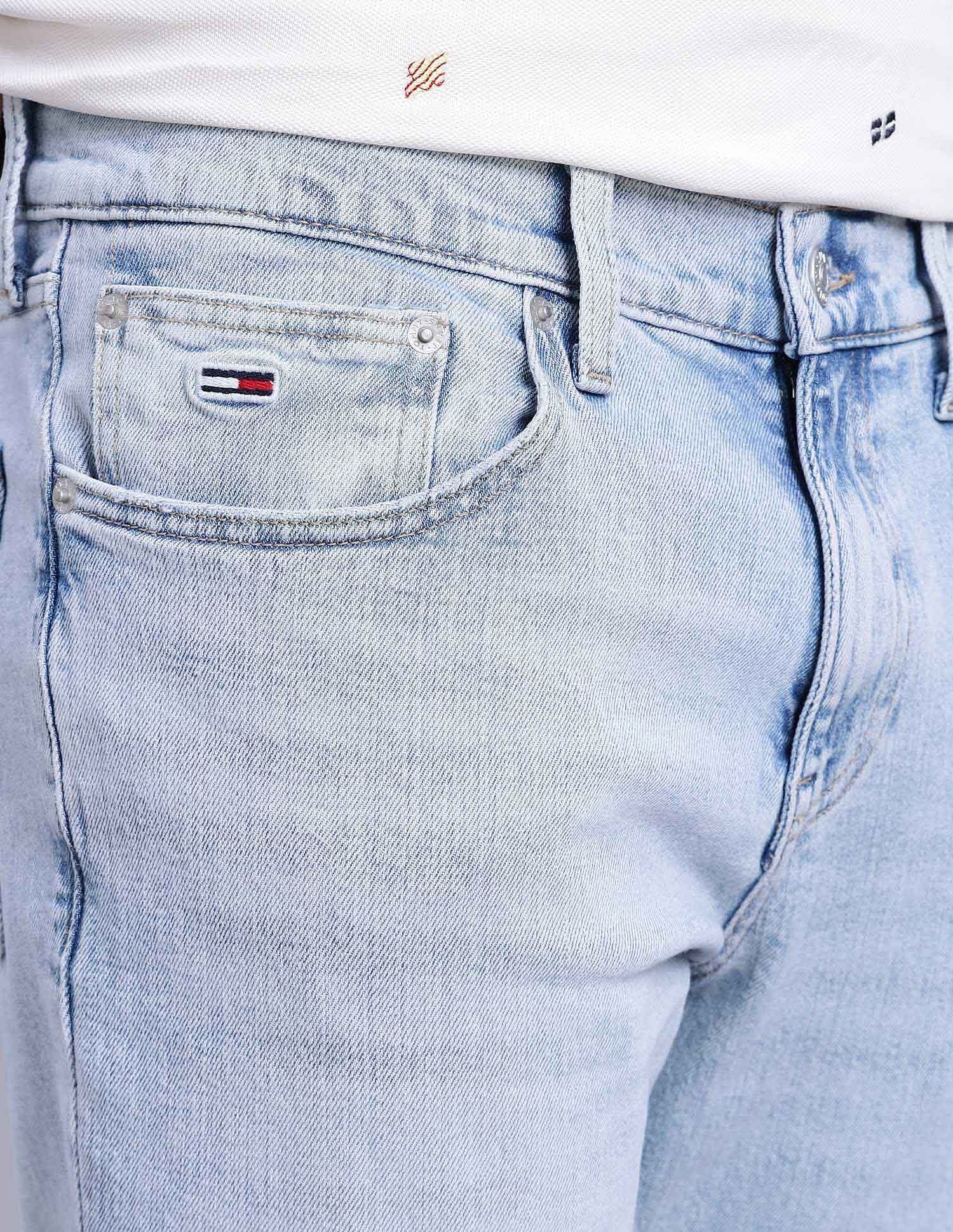 Tommy Hilfiger Light-Wash Slim-Fit Mid Rise Jeans