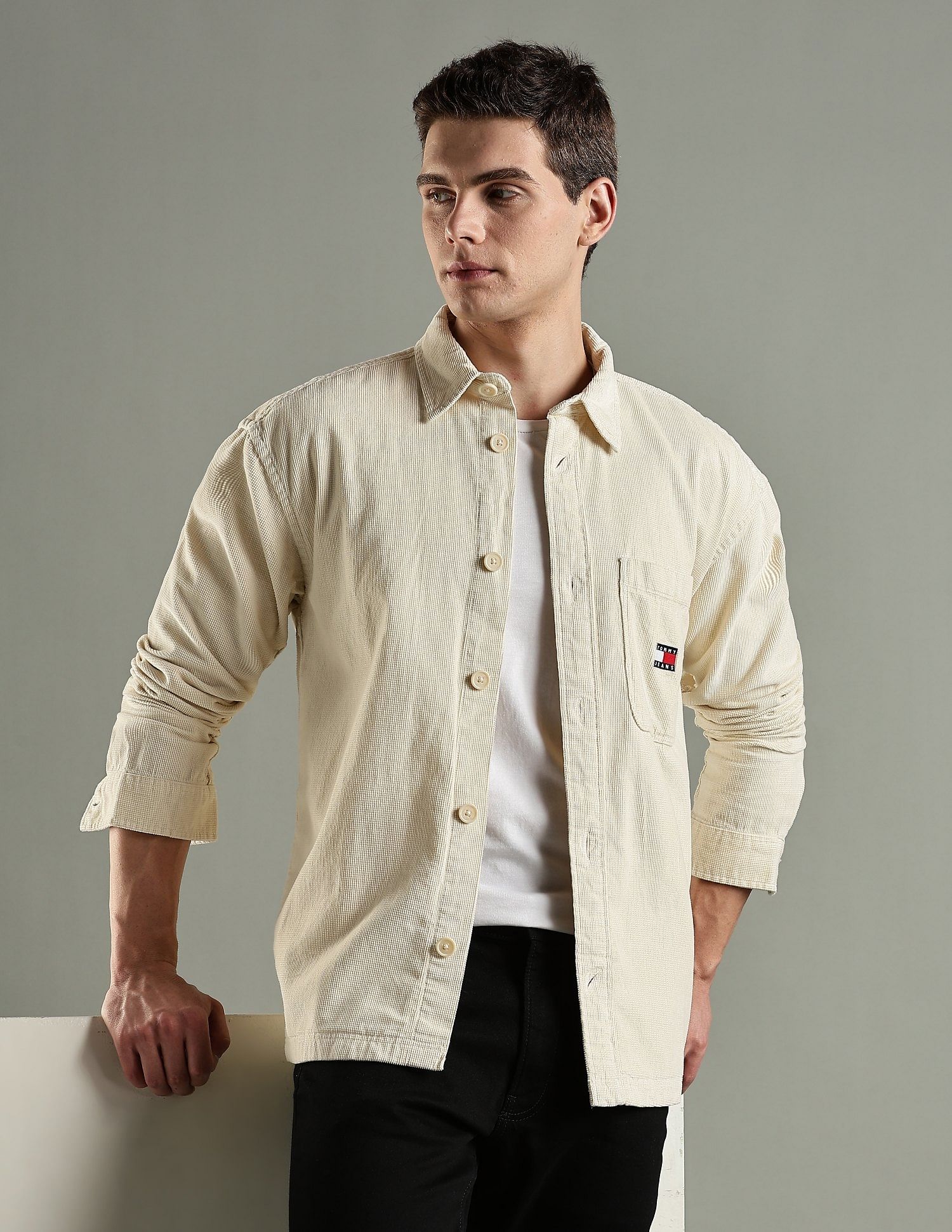 Tommy Hilfiger Solid Oversized Fit Cotton Shirt