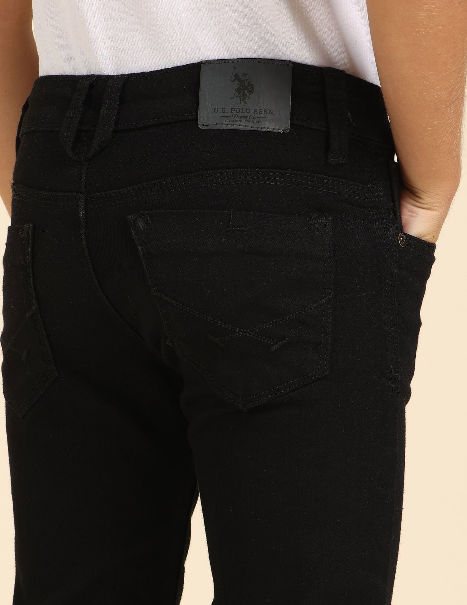 U.S. Polo Assn. Kids Boys Mid Rise Slim Fit Clean Look Jeans