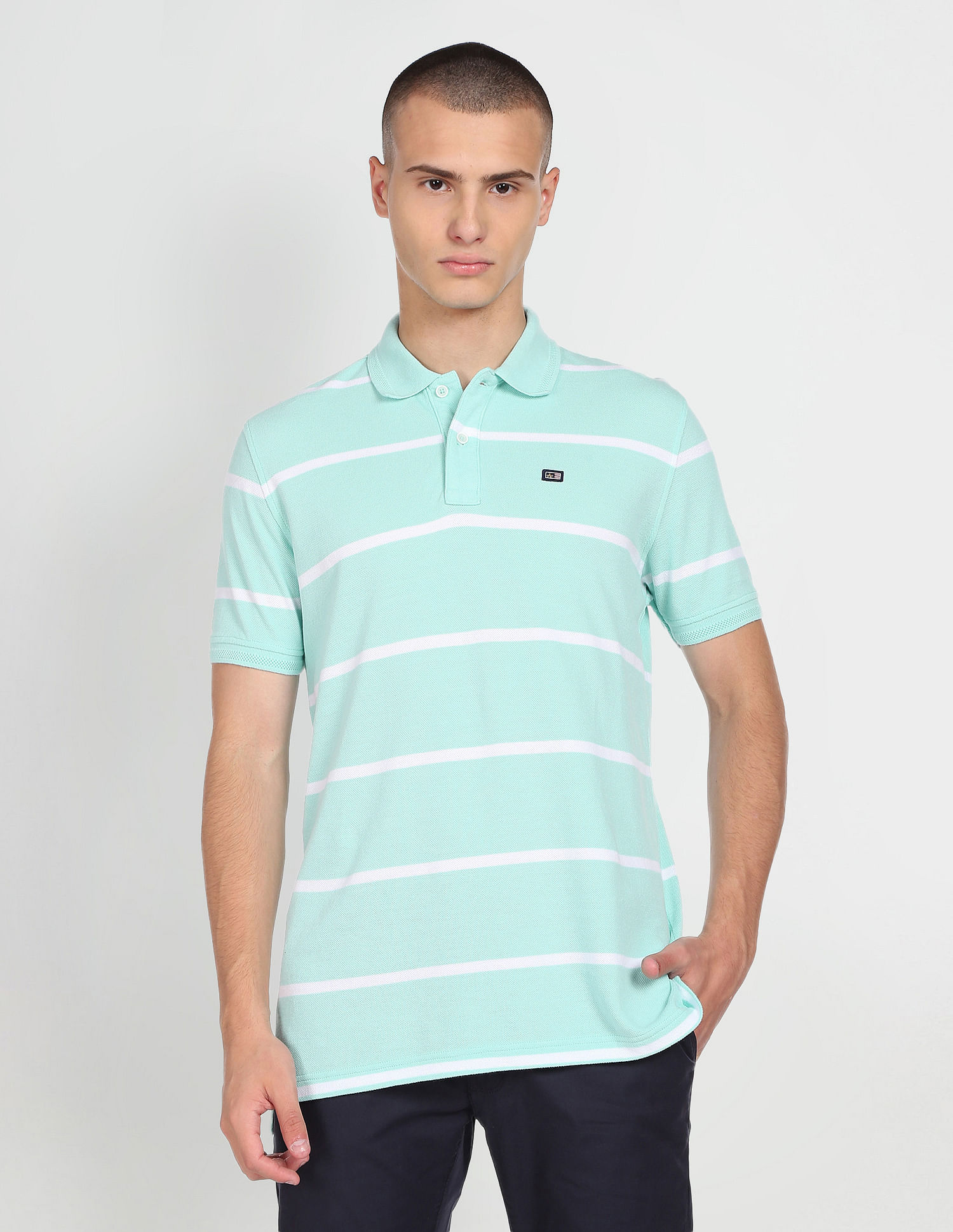 Arrow Sports Contrast Stripe Cotton Polo Shirt