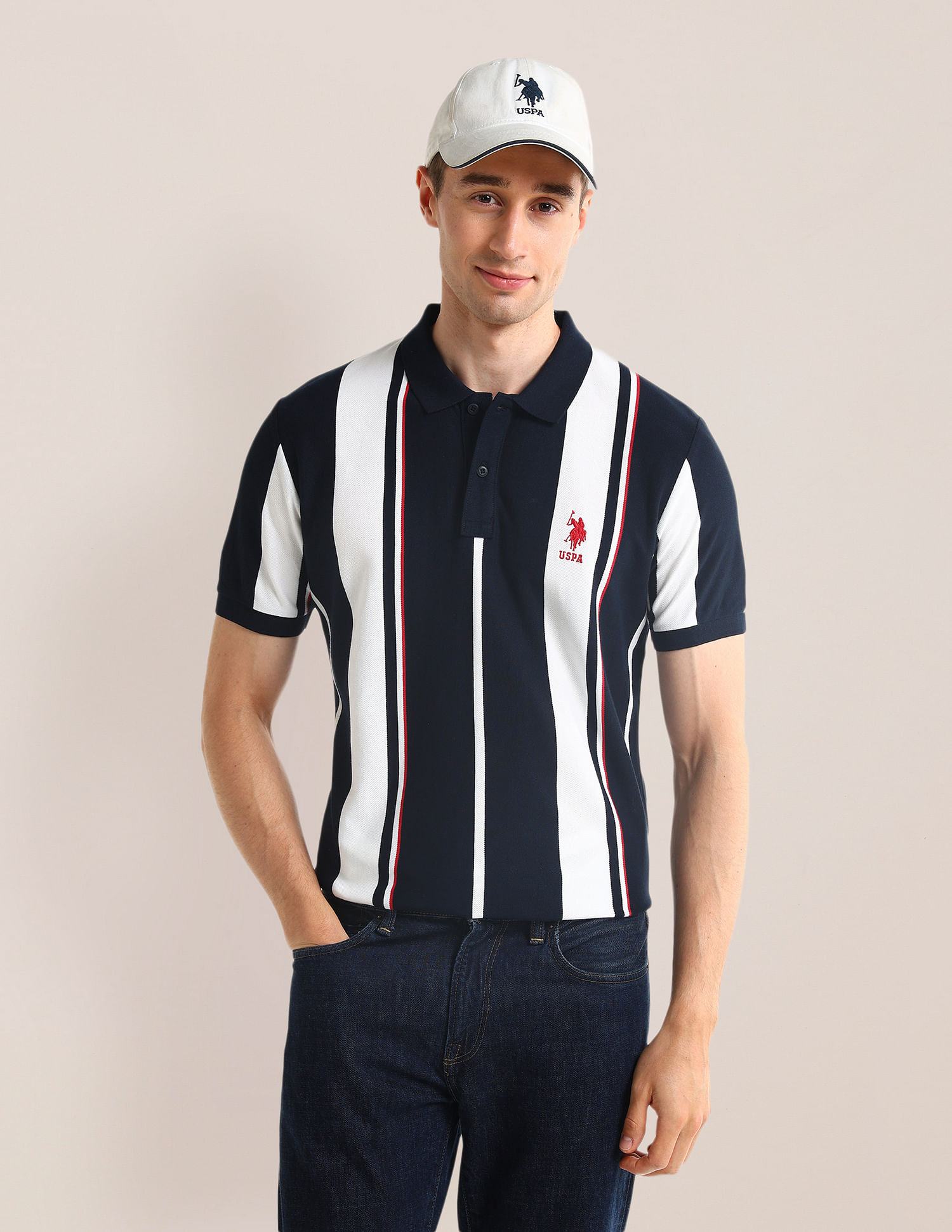 U.S. Polo Assn. Vertical Striped Slim Fit Polo Shirt