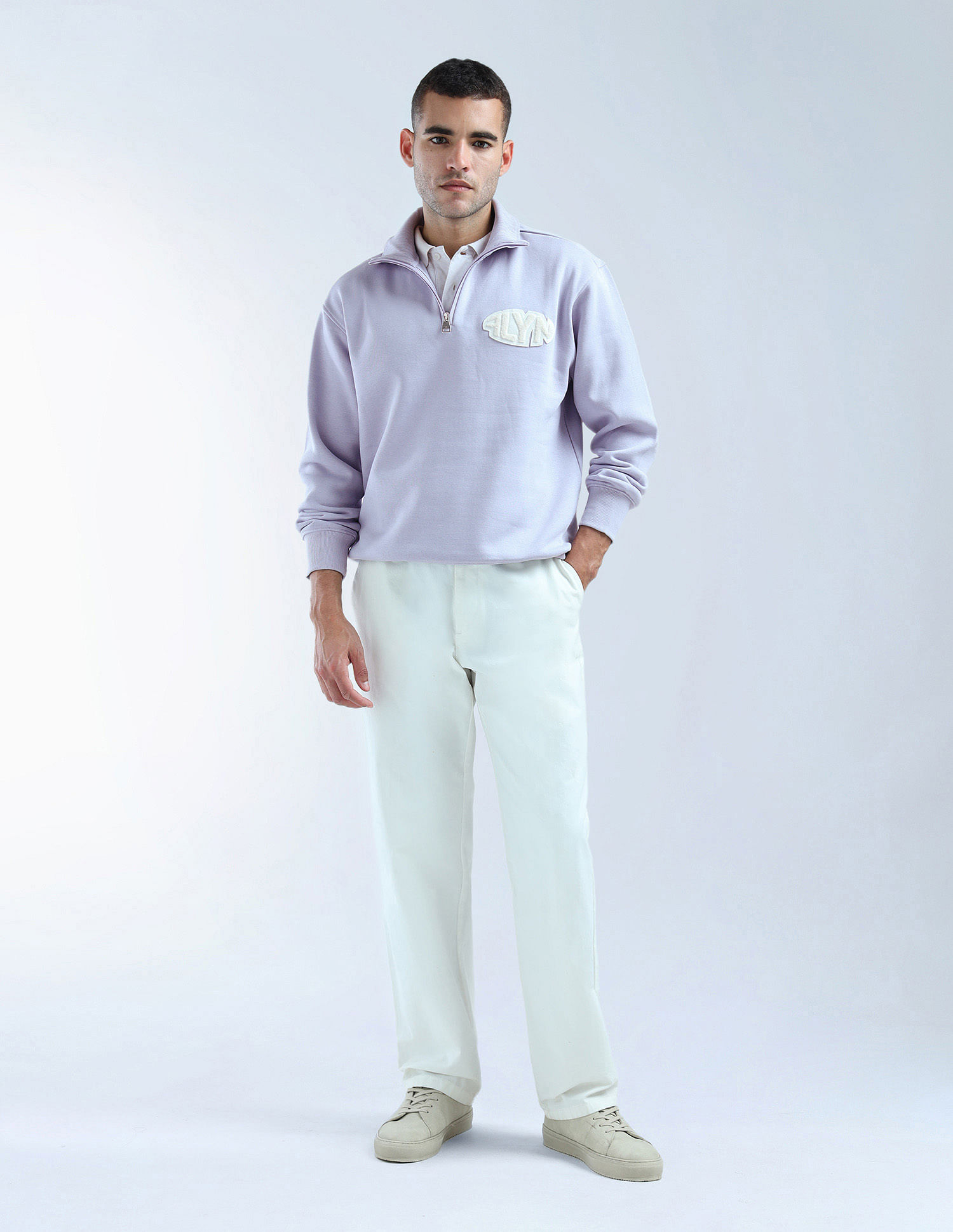 Flying Machine High Neck Solid Sweatshirt