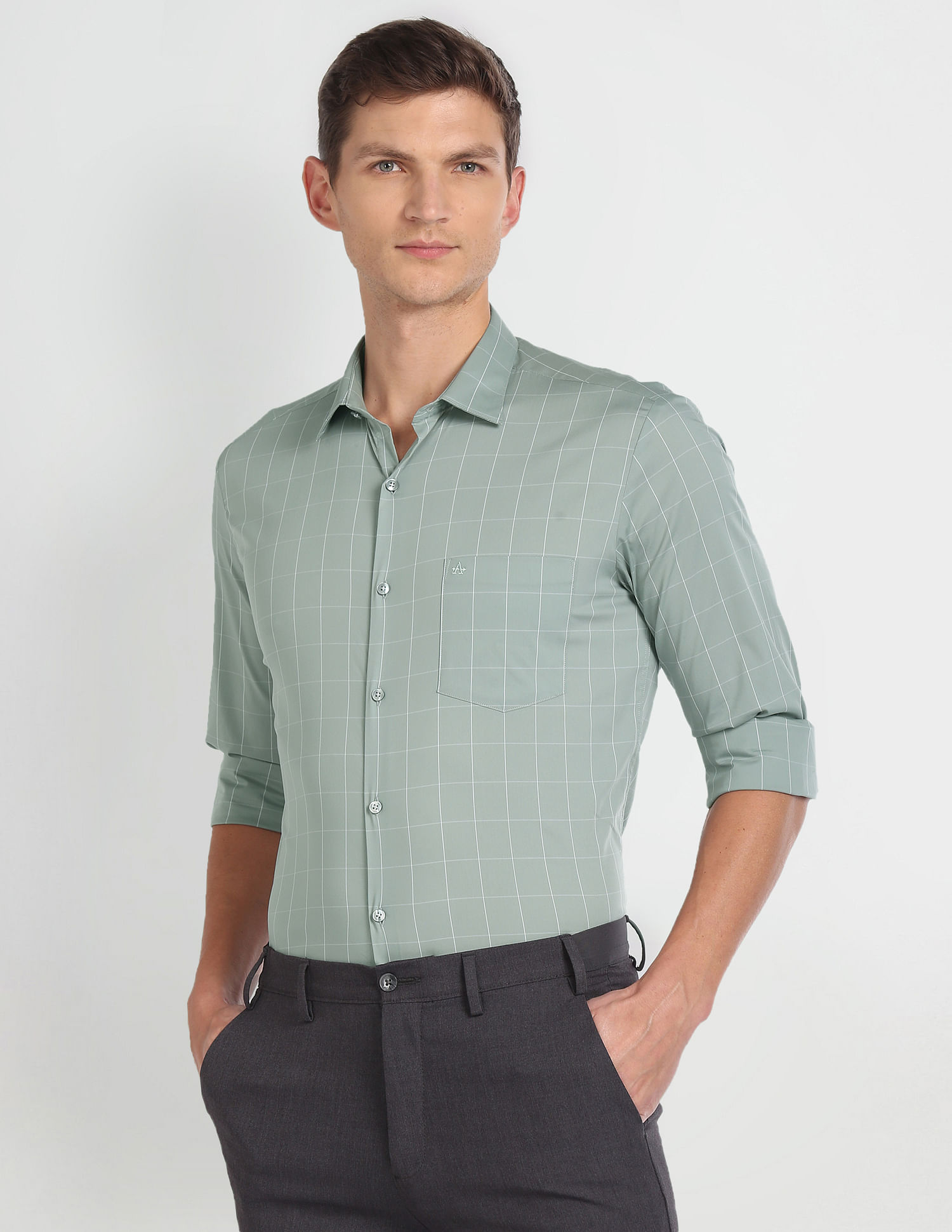 Arrow Windowpane Check Slim Shirt