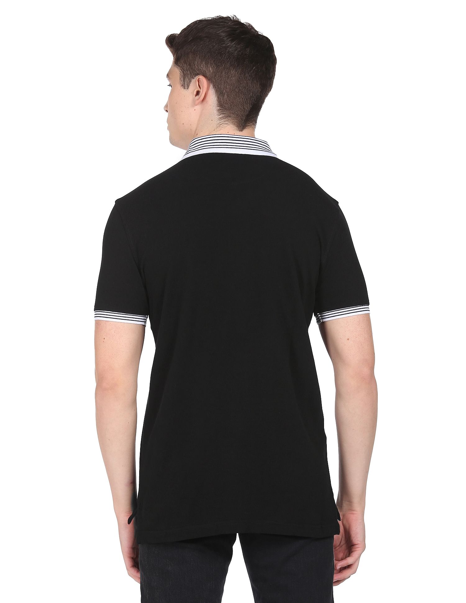 Arrow Sports Contrast Collar Pique Polo Shirt