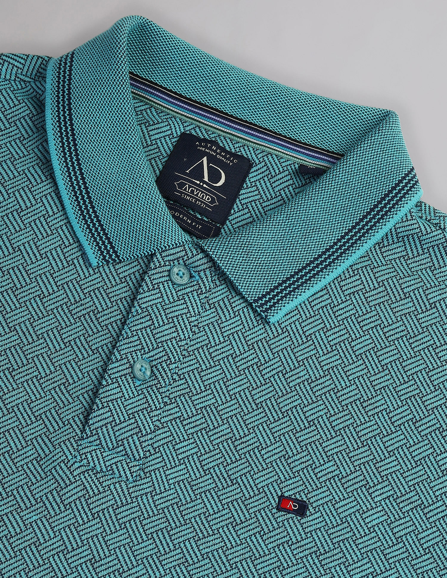 AD by Arvind Patterned Knit Slim Fit Polo Shirt