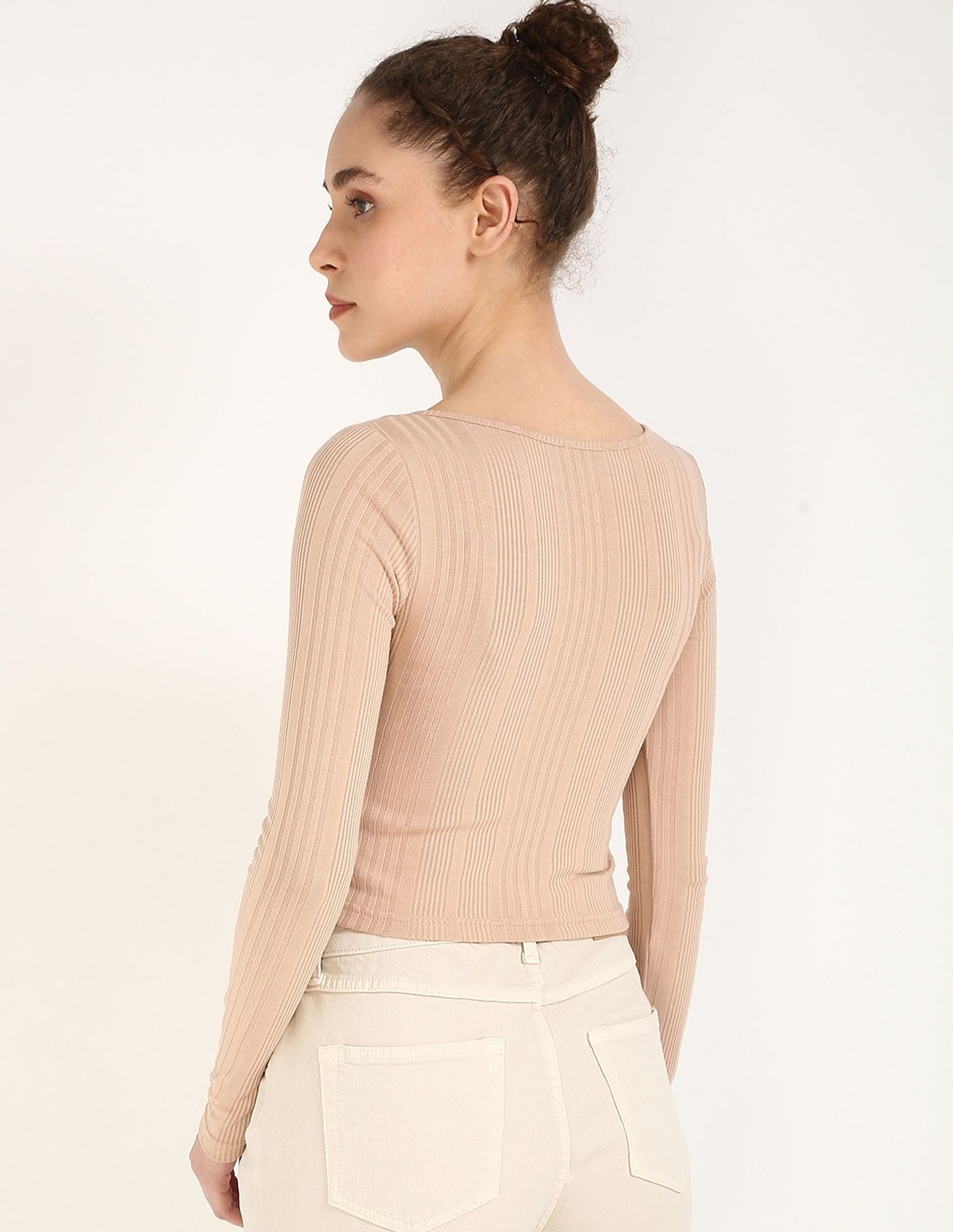 Calvin Klein Jeans Regular-Fit Polyester Scoop Neck Crop Top