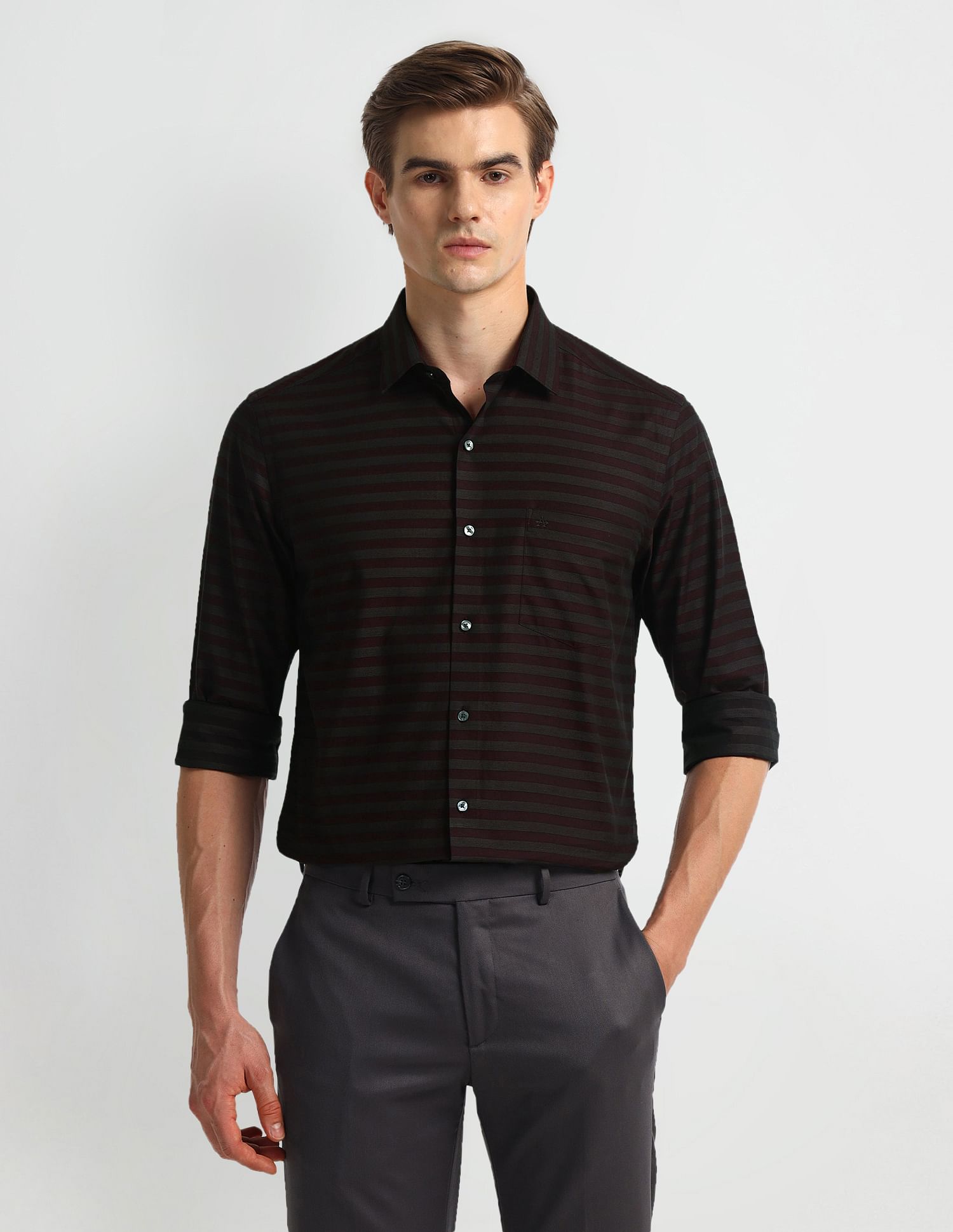 Arrow Horizontal Striped Cotton Shirt