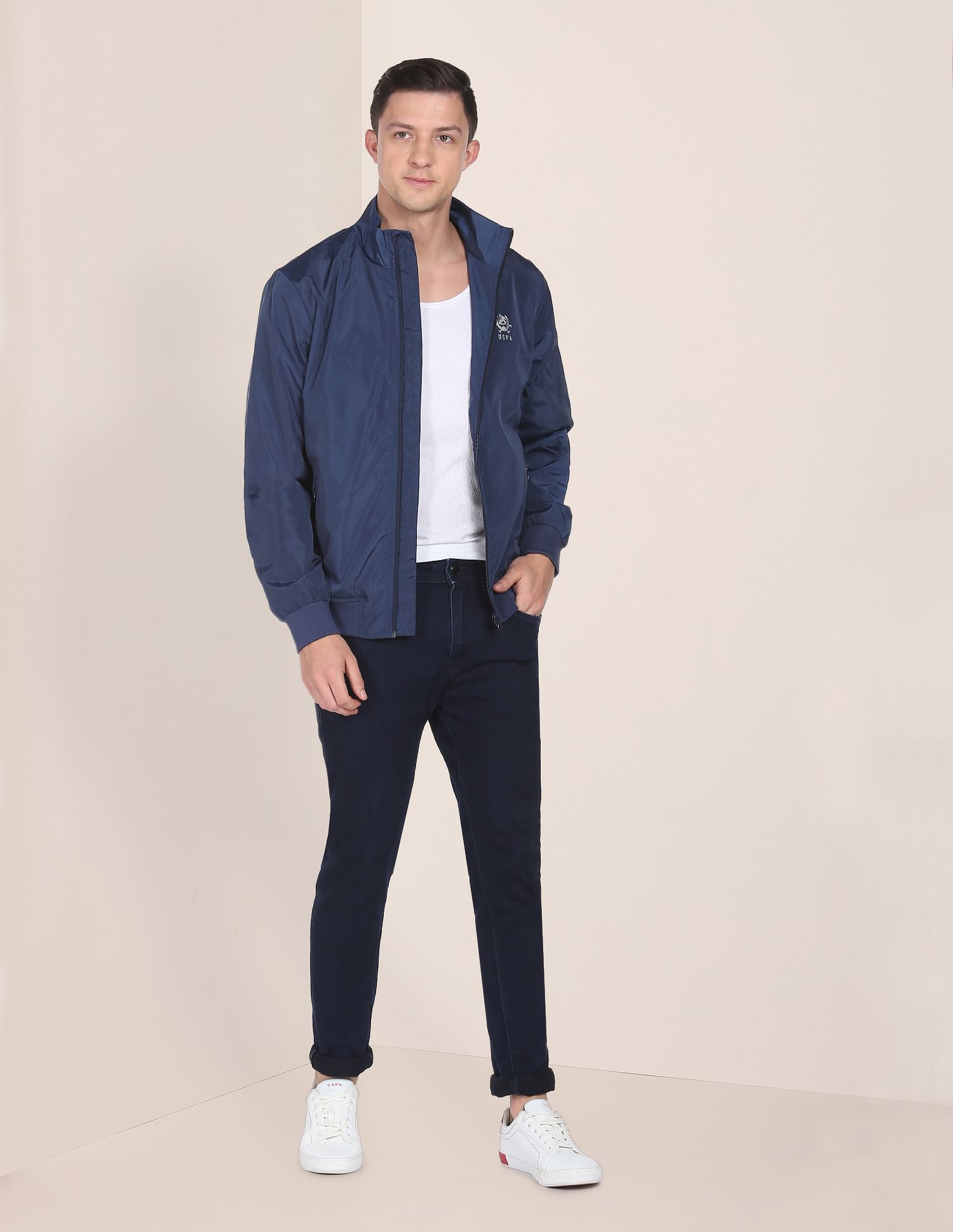 Blue discount polyester jacket