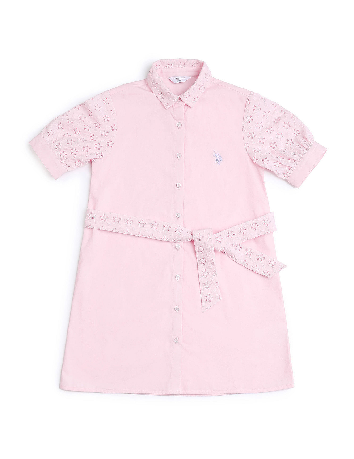 U.S. Polo Assn. Kids Girls Schiffli Shirt Dress