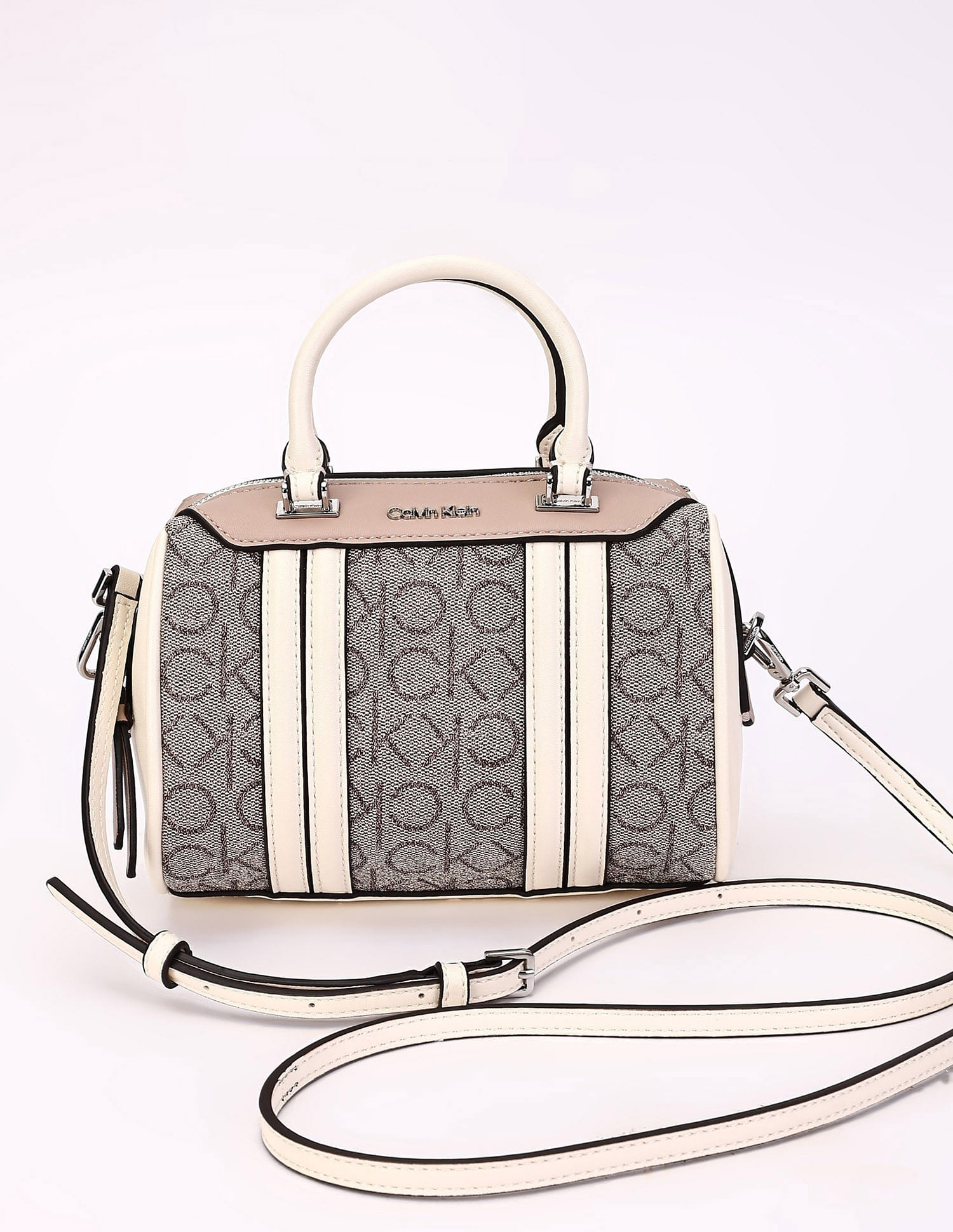 Calvin Klein Logo Beige Pvc Handbag