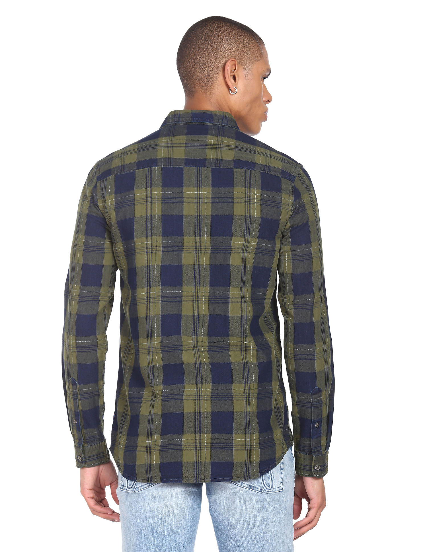 Flying Machine Plaid Check Cotton Casual Shirt