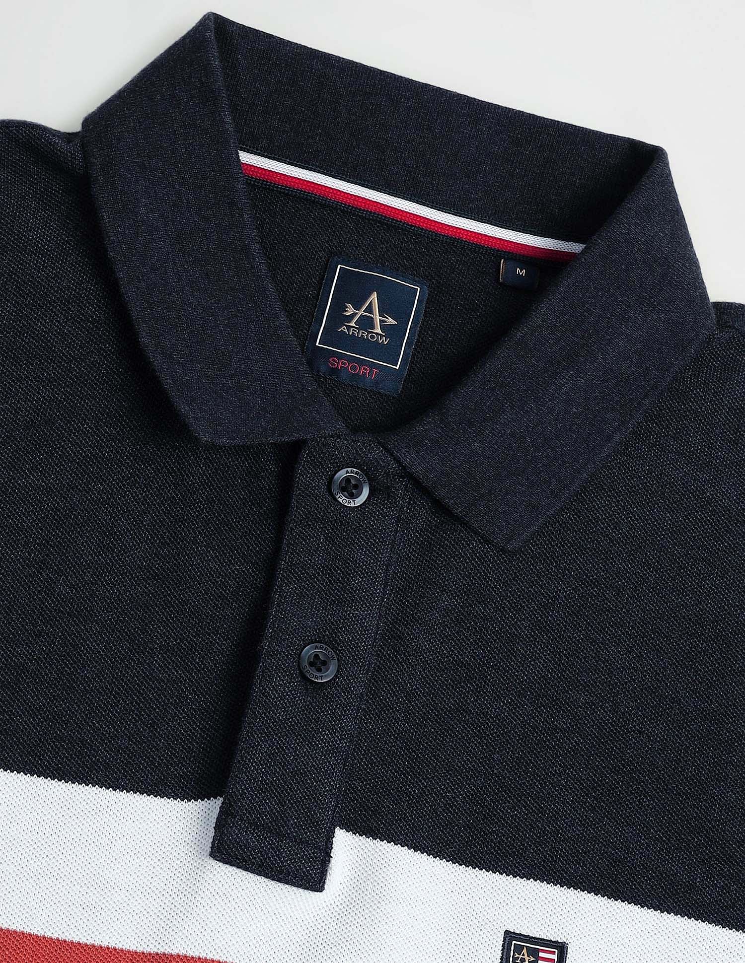 Arrow Sports Horizontal Stripe Cotton Polo Shirt