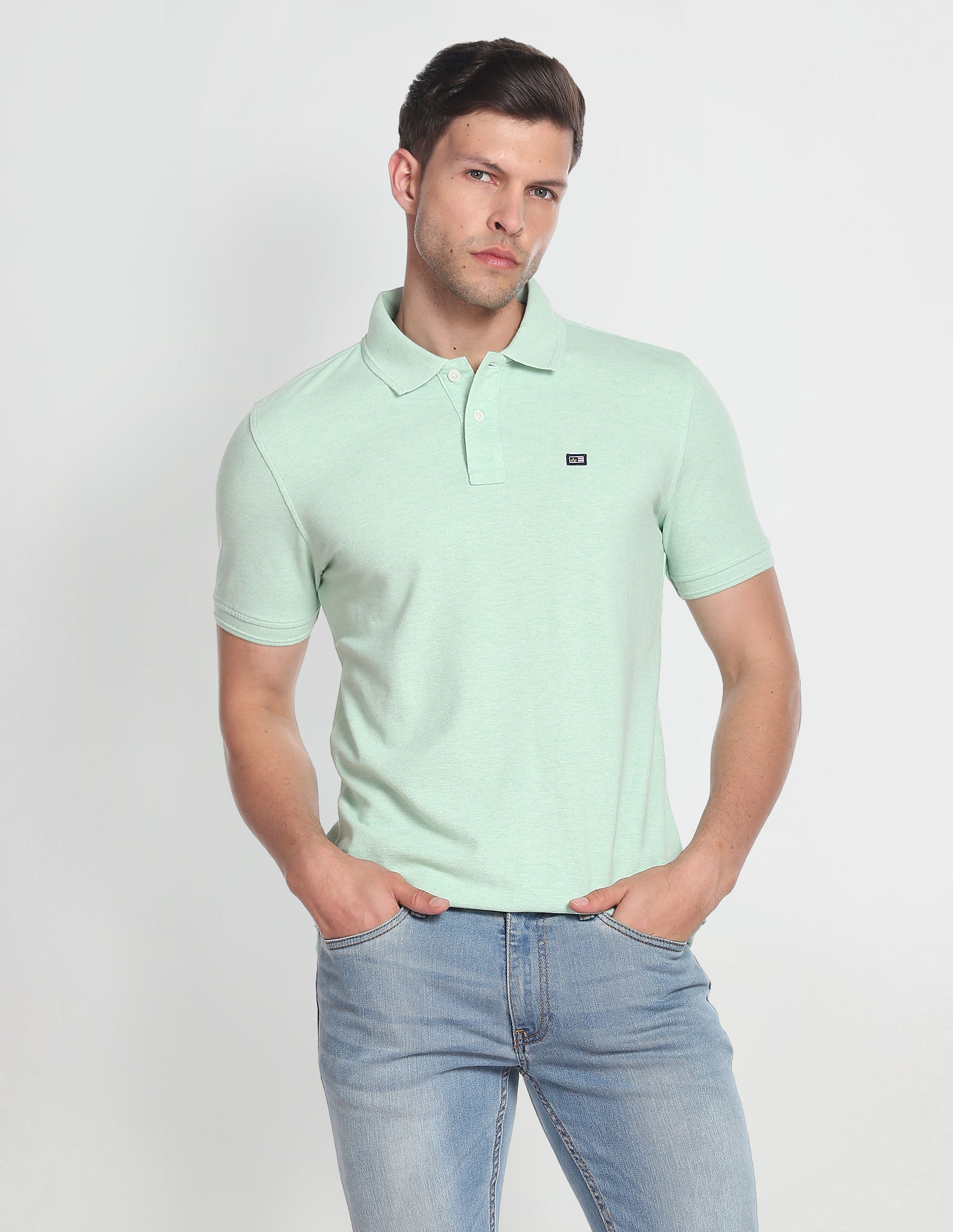 Arrow Sports Heathered Pique Knit Polo Shirt