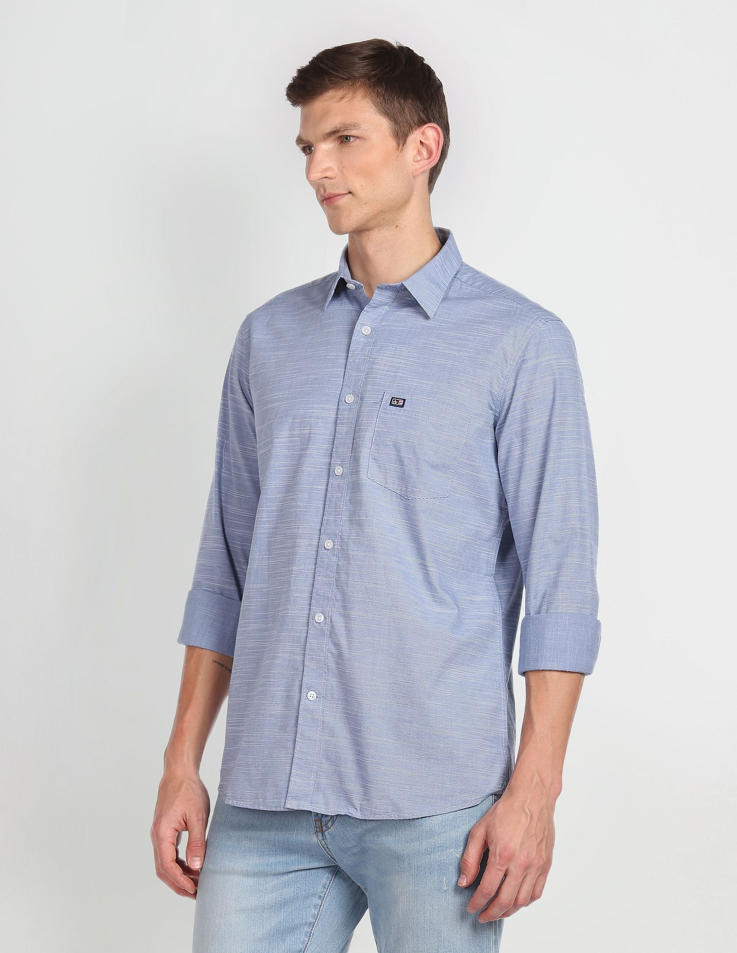 Arrow Sports Horizontal Stripe Slim Fit Shirt