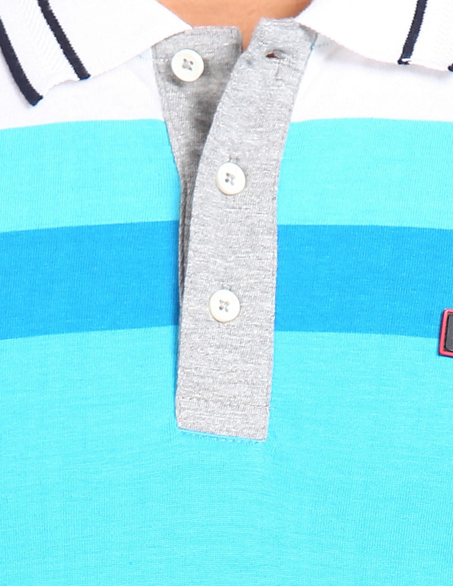 AD by Arvind Cotton Striped Polo Shirt