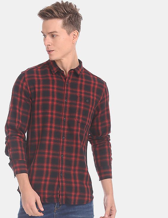 flying machine red check shirt