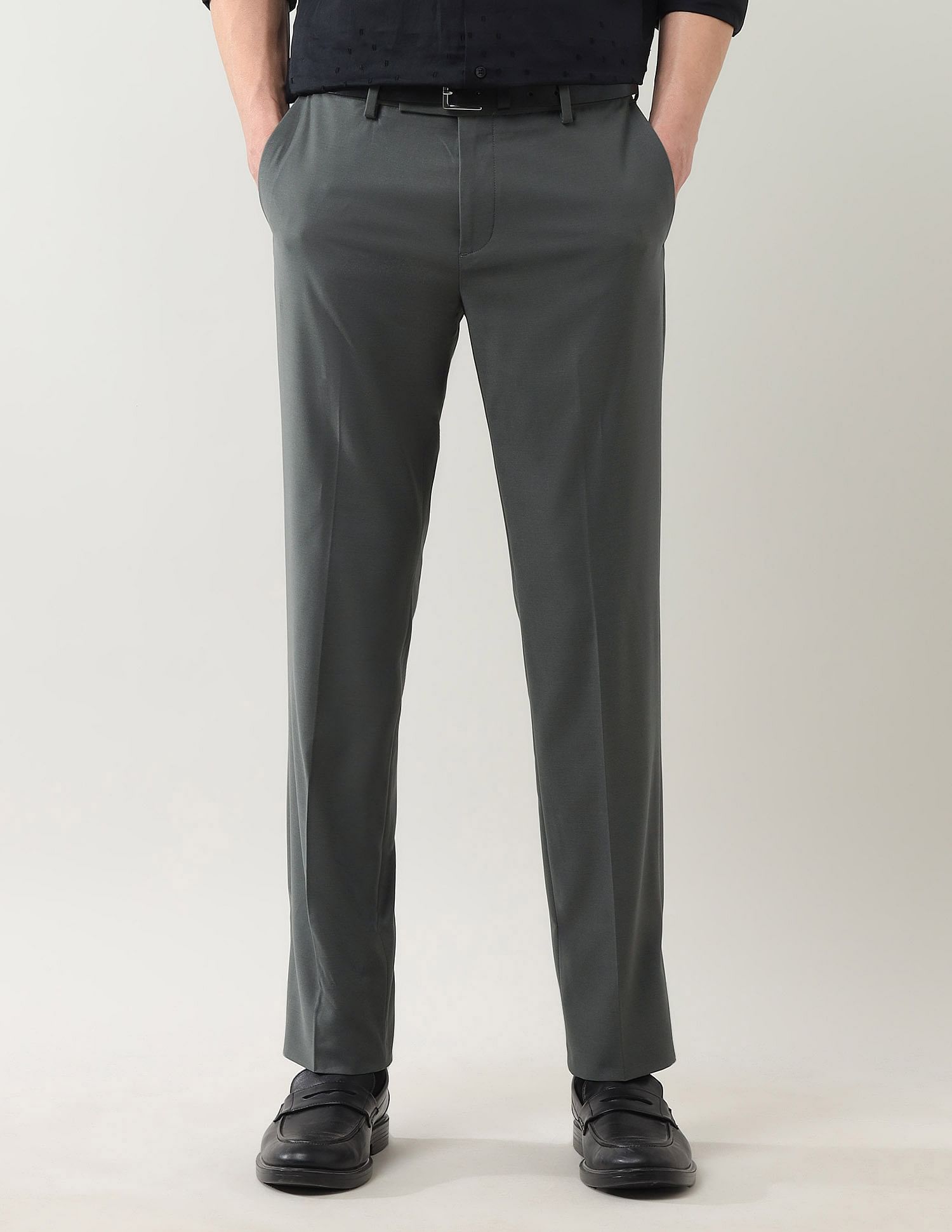 Arrow Regular Fit Solid Spring Sorbet Trousers