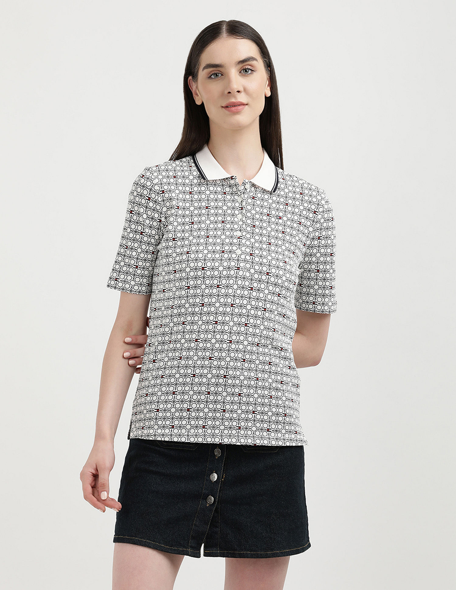 Tommy Hilfiger Slim Fit Geometric Printed Polo Shirt
