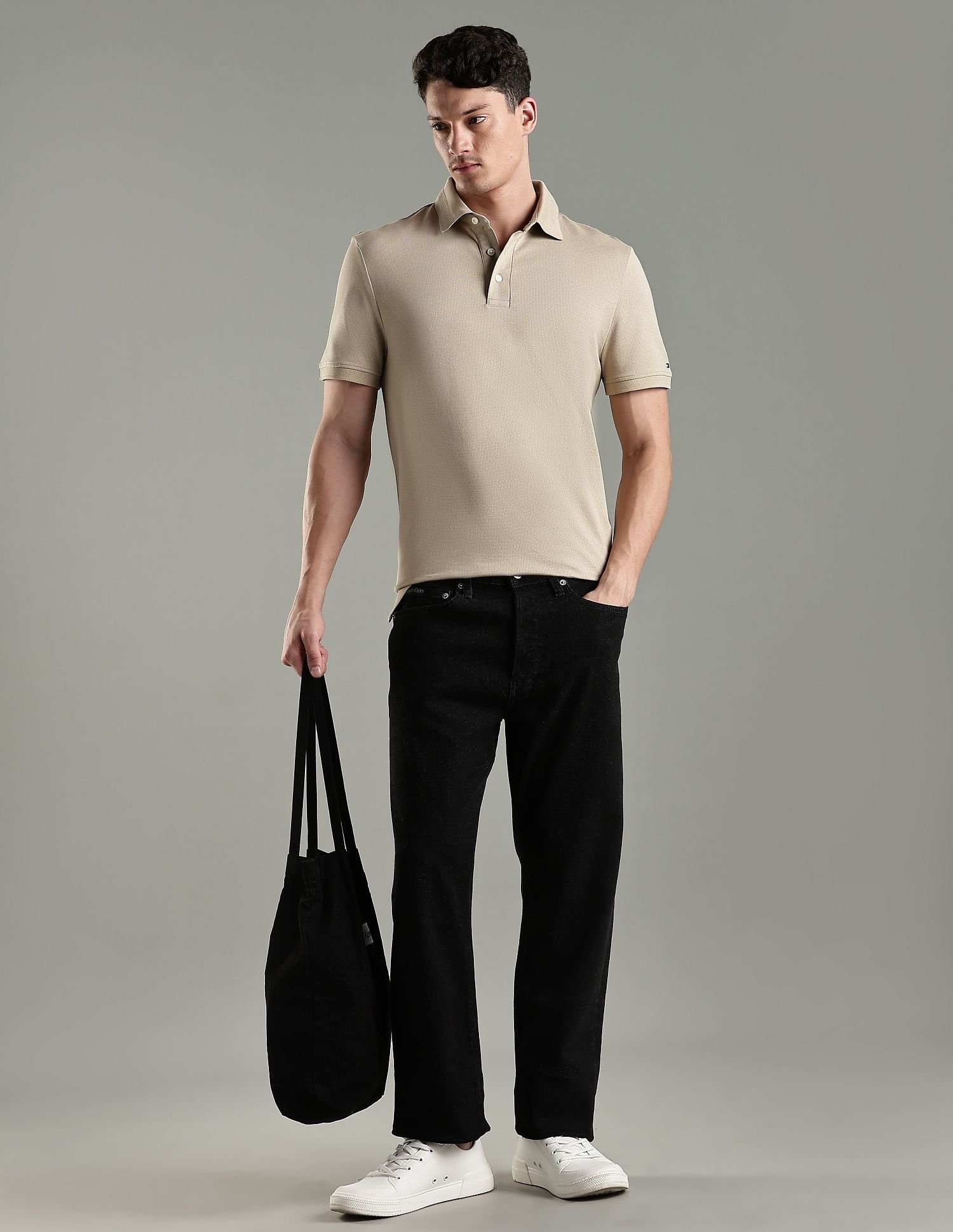 Tommy Hilfiger Solid Regular Fit Cotton Polo T-Shirt