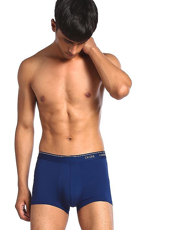 Buy Calvin Klein Underwear Men Blue Low Rise Solid Trunks 