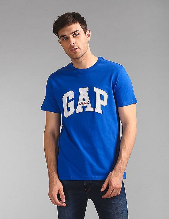 Buy GAP Men Men Blue Logo Crewneck T-Shirt 