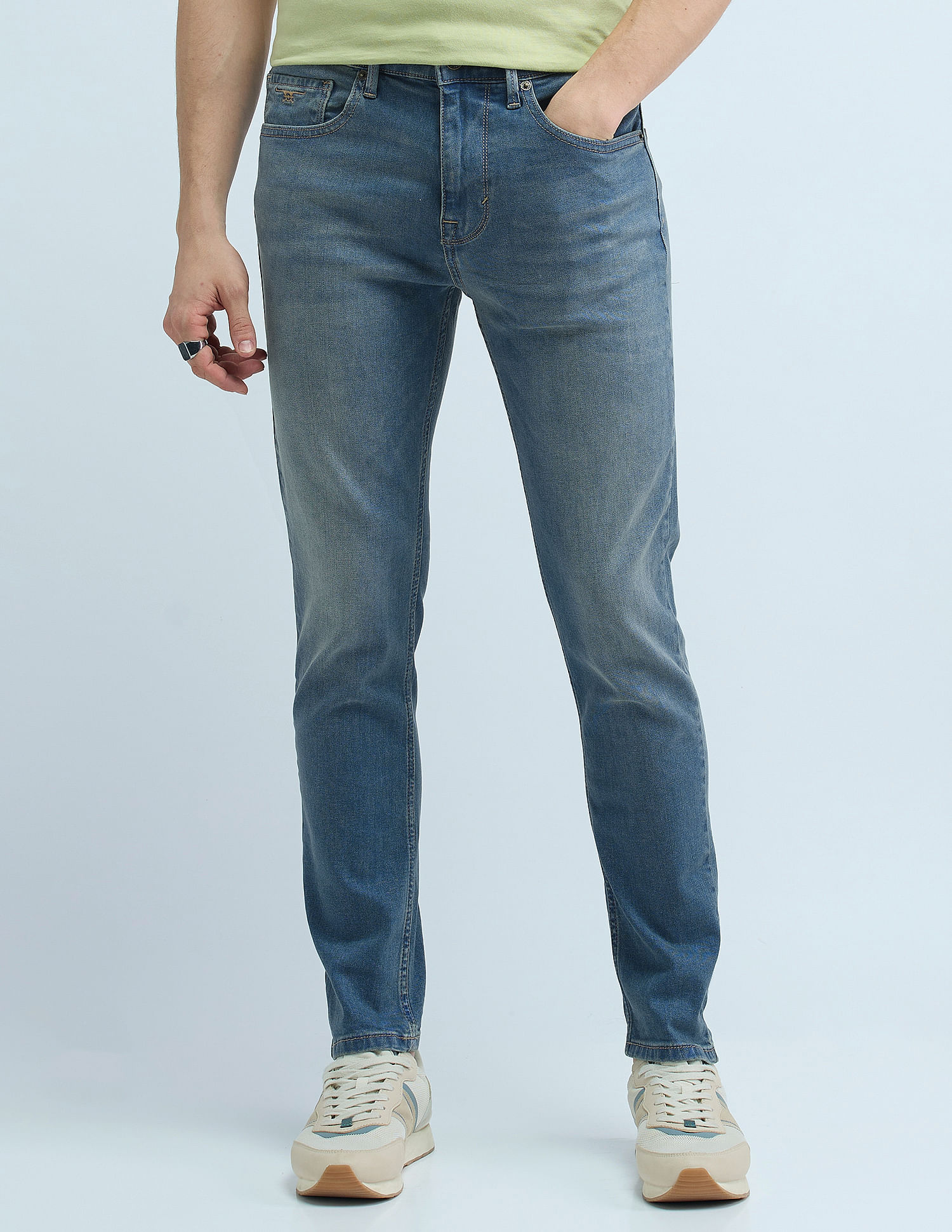 Flying Machine Slash Slim Tapered Washed Jeans