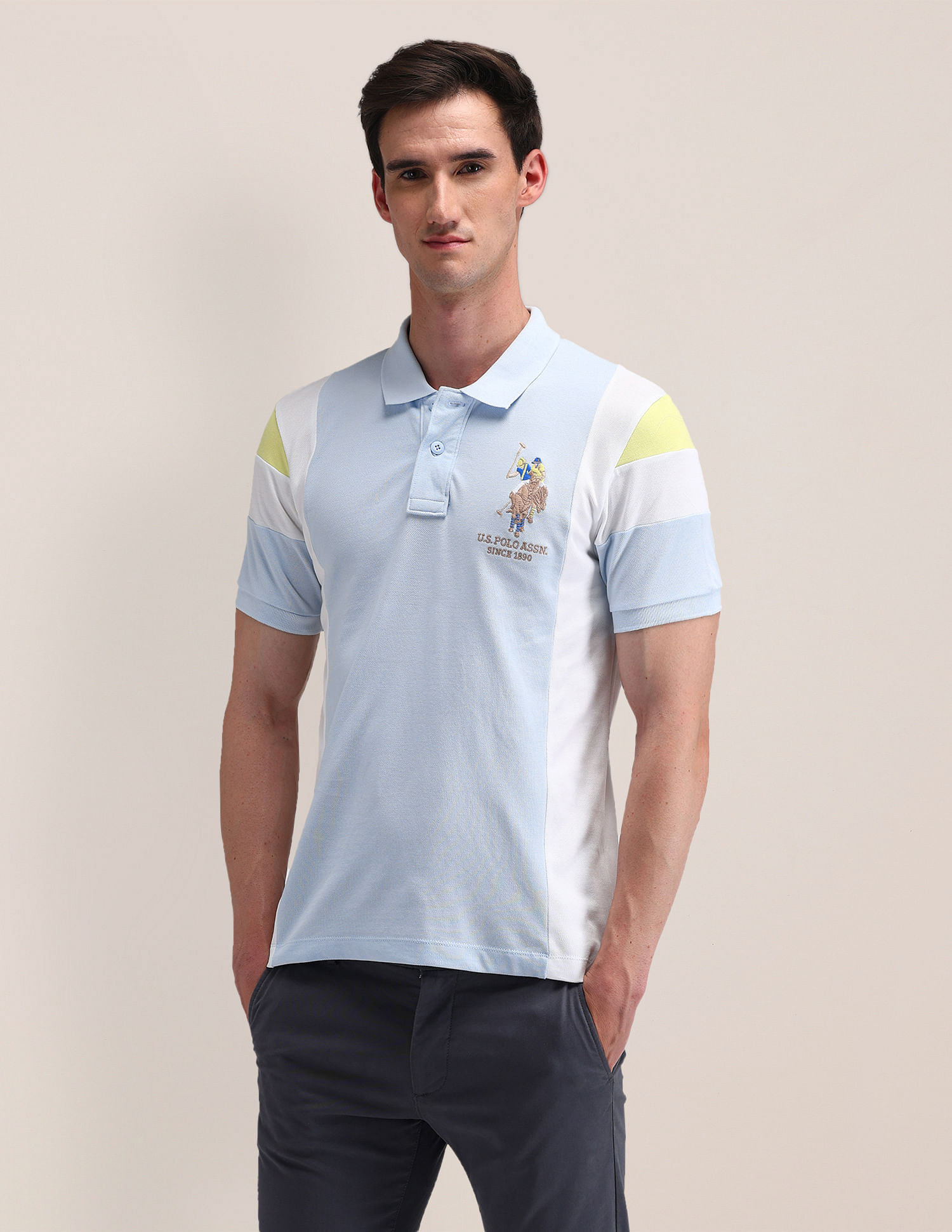 U.S. Polo Assn. Slim Fit Colourblocked Polo Shirt