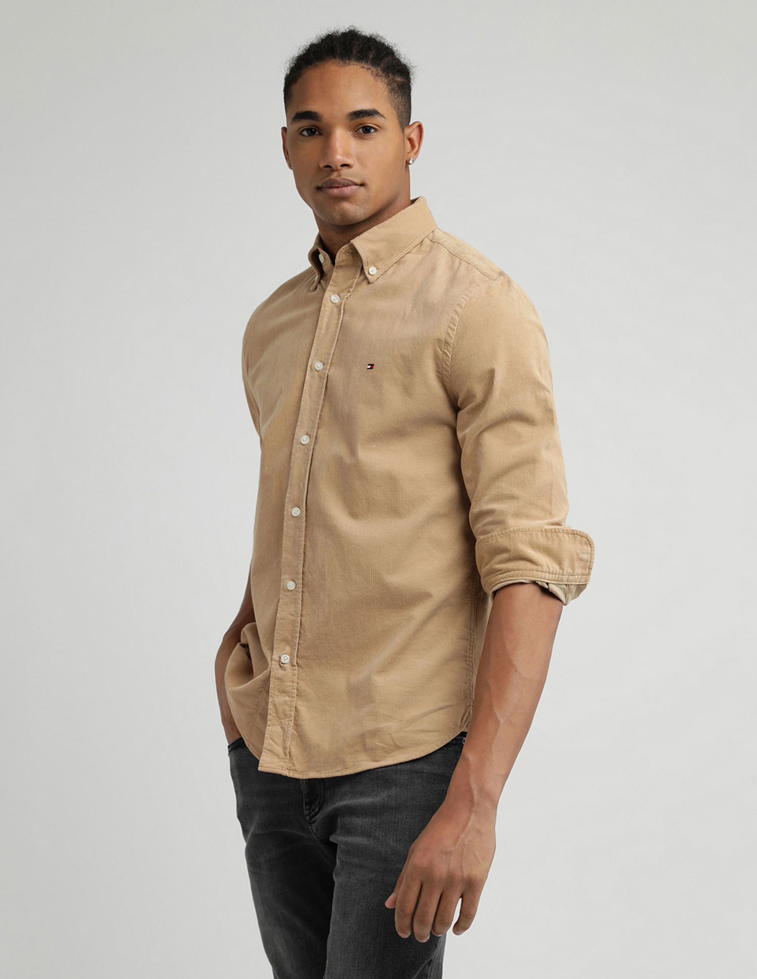 Tommy Hilfiger Solid Corduroy Regular Fit  Shirt