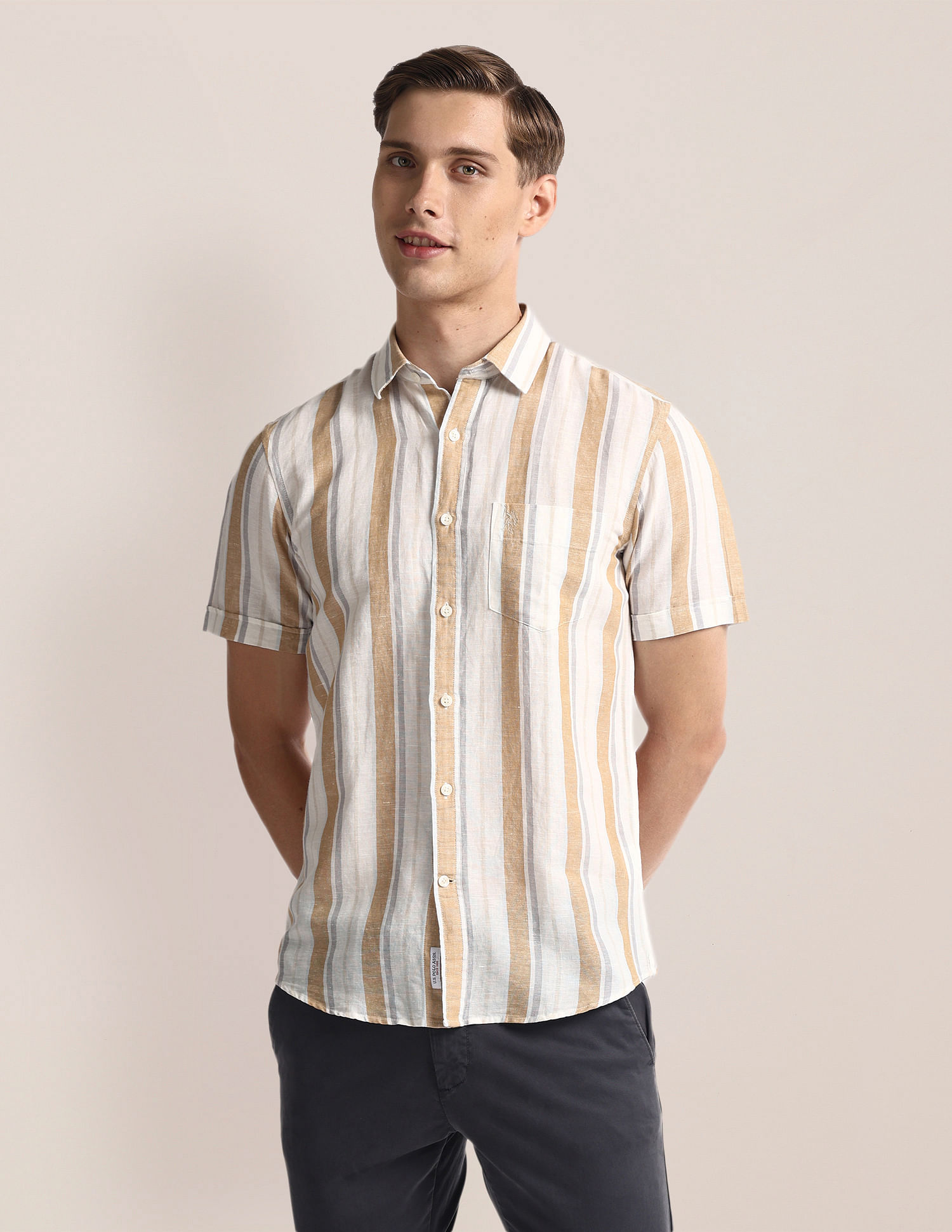 U.S. Polo Assn. Vertical Stripe Linen Blend Shirt