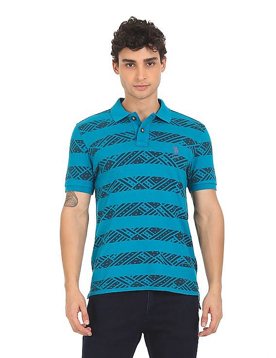 U.S. Polo Assn. Denim Co. Ribbed Collar Printed Polo Shirt