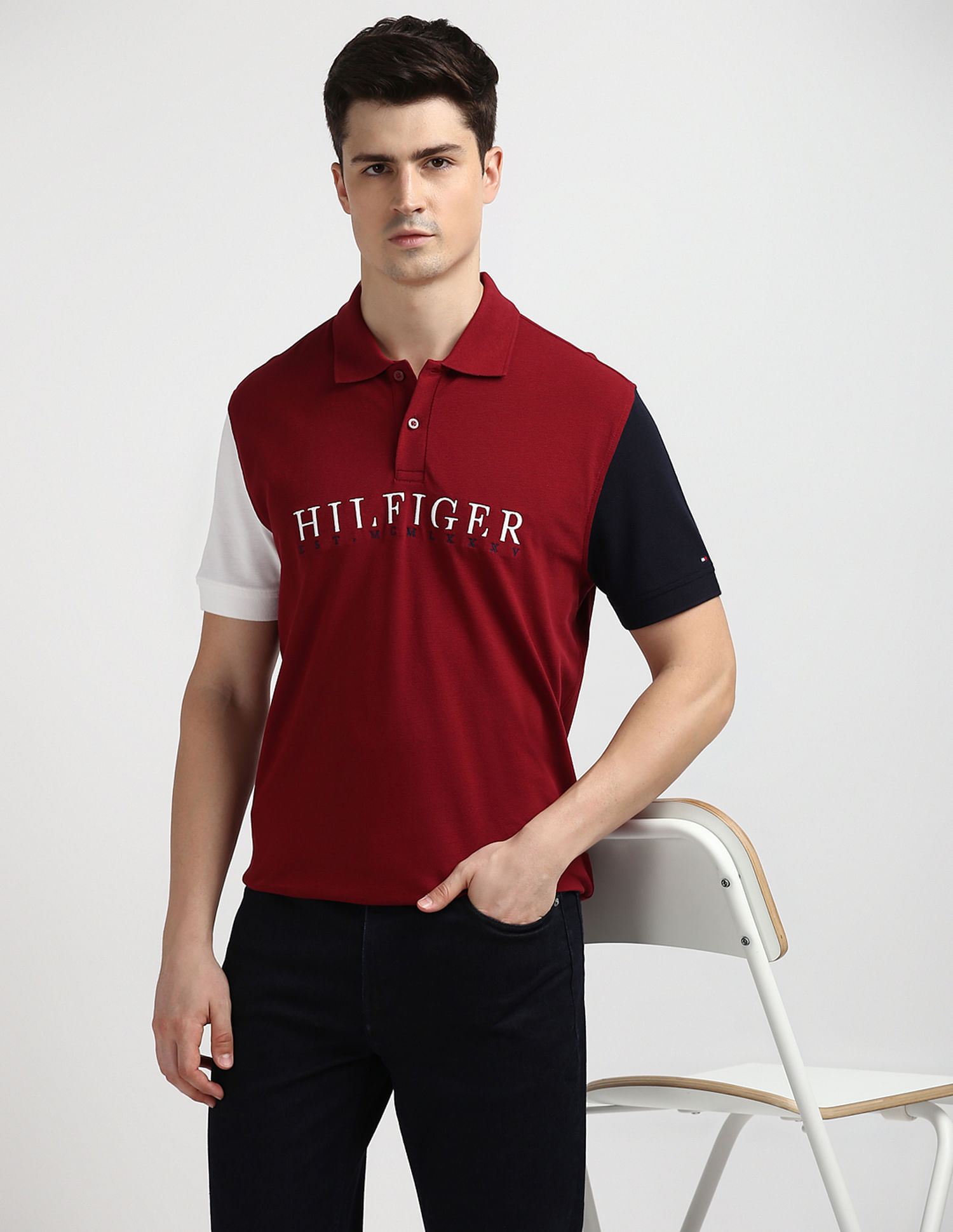 Tommy Hilfiger Colour Block Embroidered Polo Shirt
