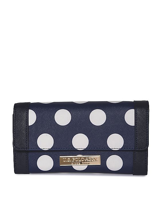 U.S. Polo Assn. Women Polka Dot Print Tri Fold Wallet