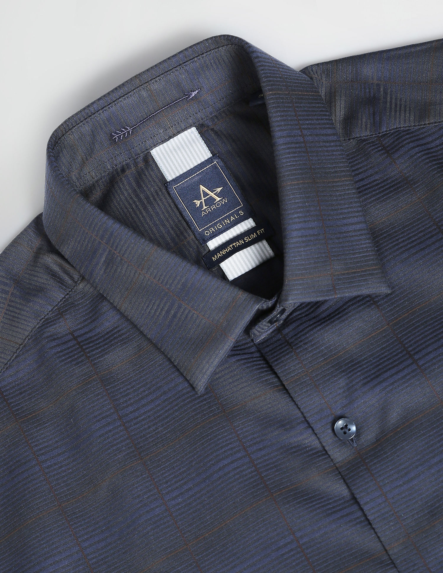 Arrow Patterned Windowpane Slim Formal Shirt