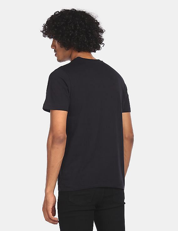Aeropostale Men Black Brand Print Cotton T-Shirt