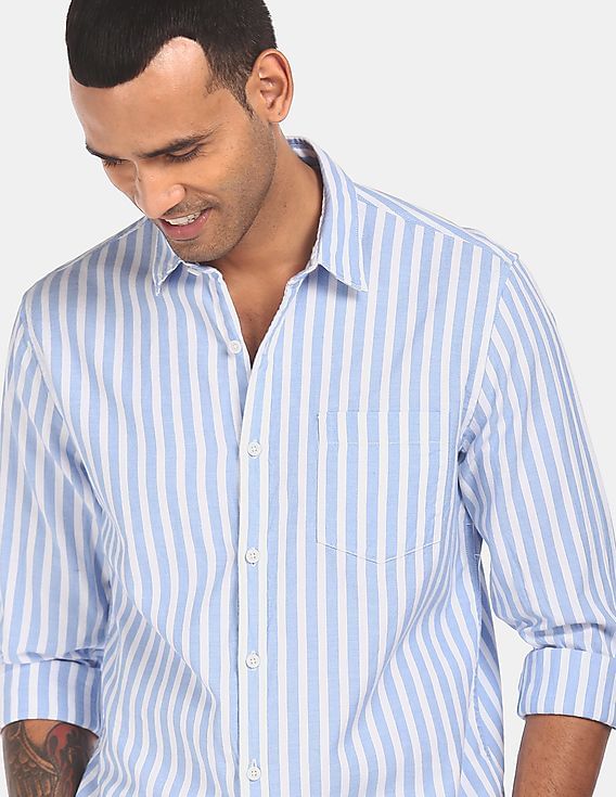 white striped casual shirt