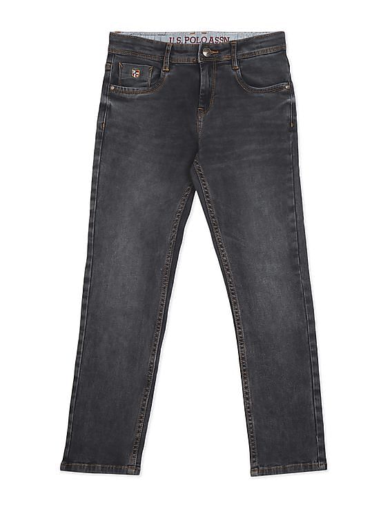 Buy U.S. Polo Assn. Kids Boys Black Slim Fit Faded Jeans - NNNOW.com