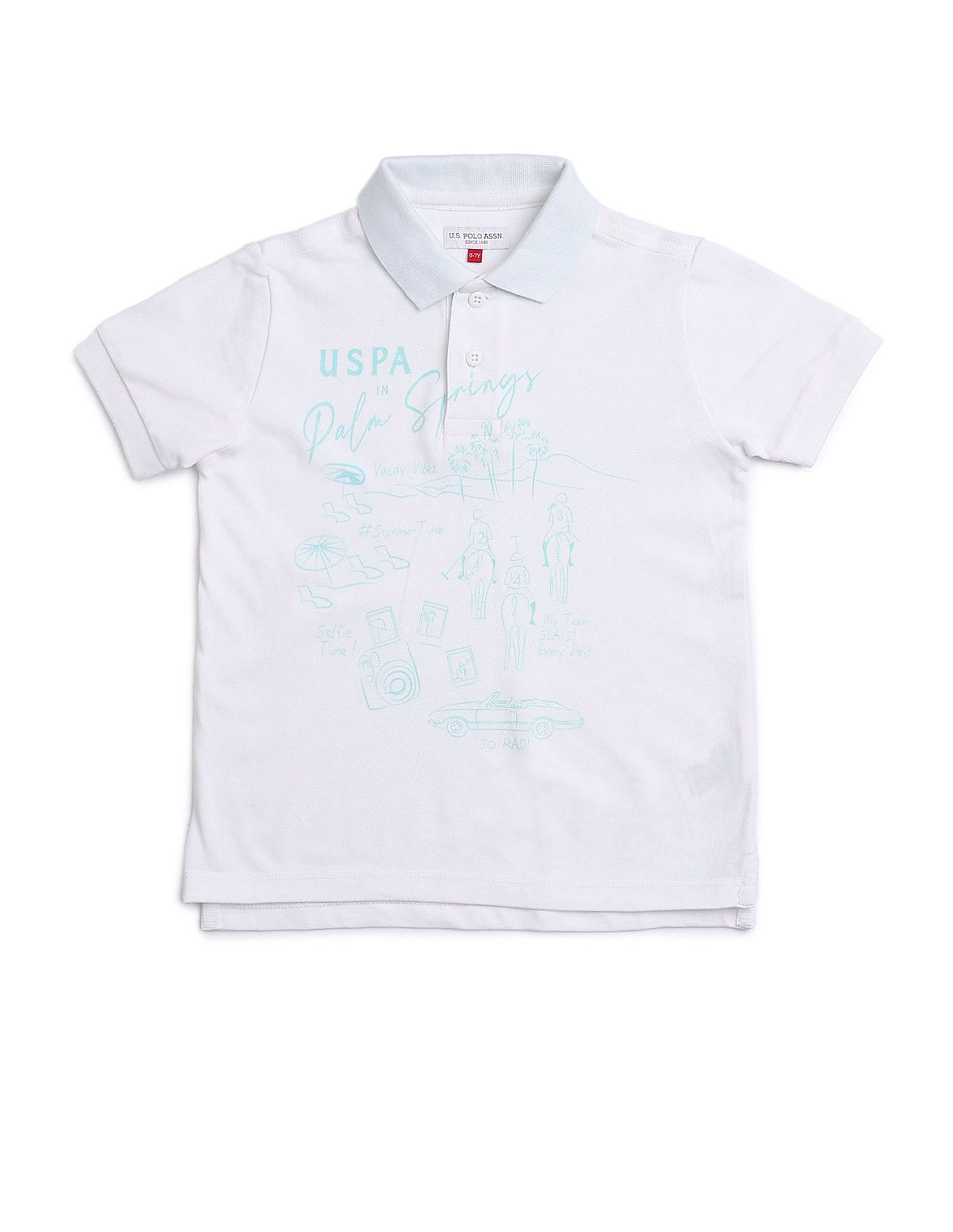 U.S. Polo Assn. Kids Boys Graphic Printed Regular Fit Polo T shirt