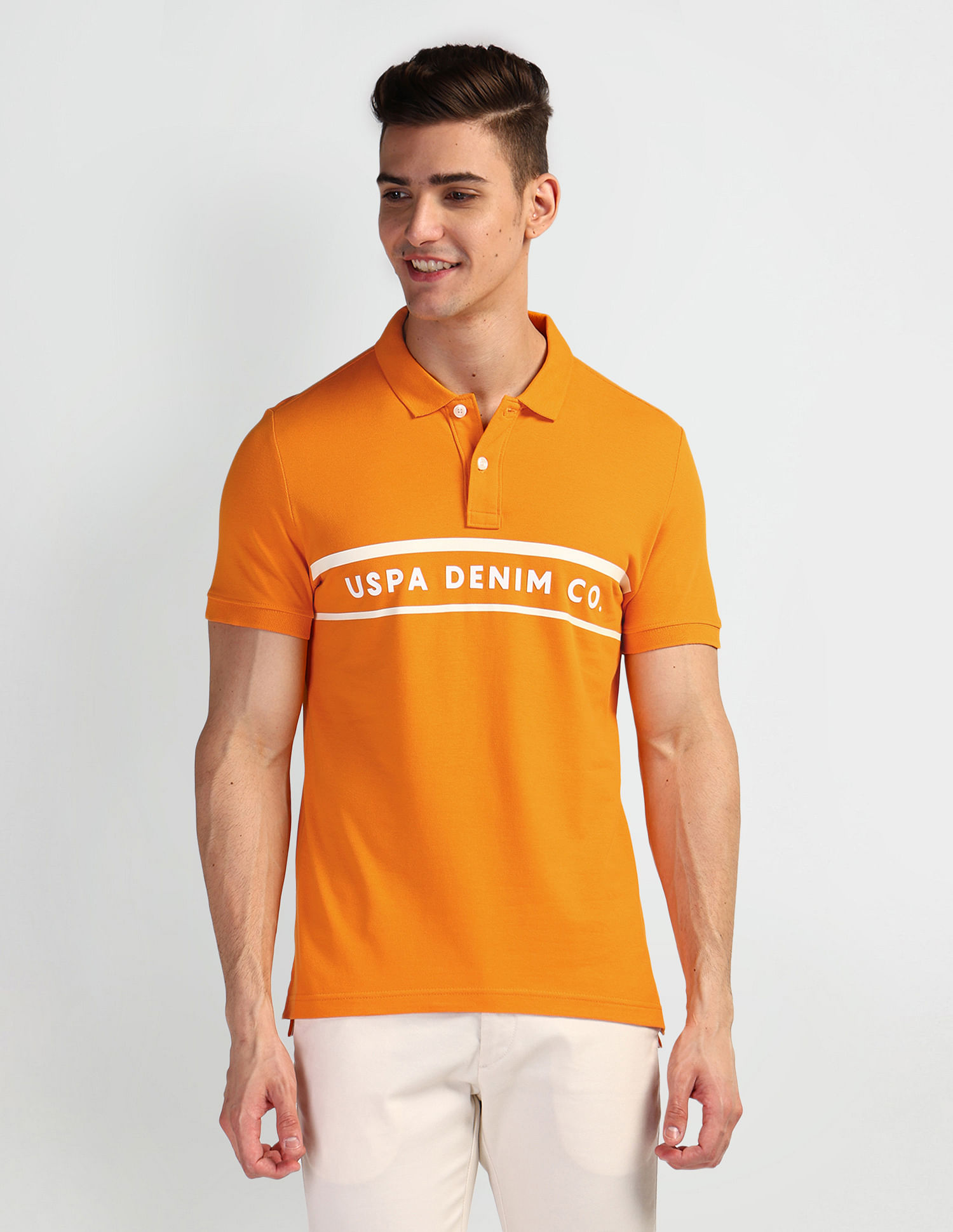 U.S. Polo Assn. Denim Co. Brand Print Pique Polo Shirt