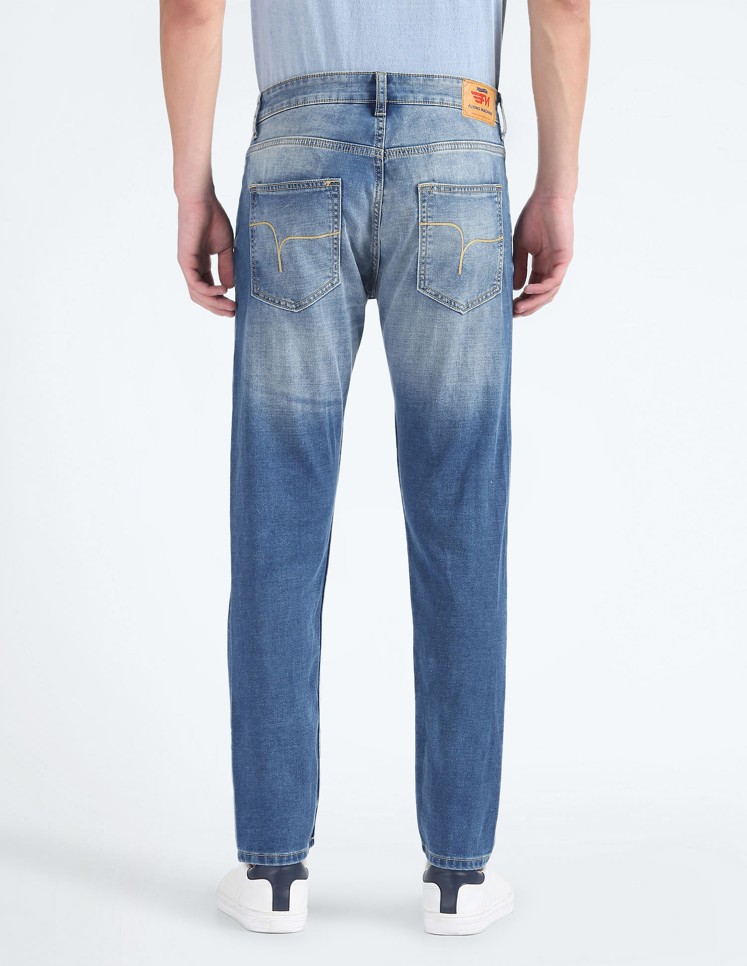 Flying Machine Stone Wash Slash Slim Tapered Fit Jeans