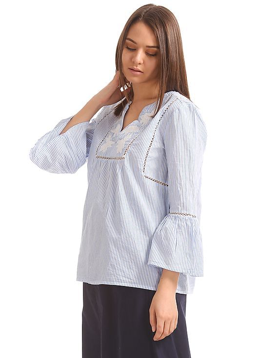 【美品】JNHearts Frill Stripe blouse Navy 美品】JNHearts Frill Stripe blouse Navy 美品】JNHearts Frill