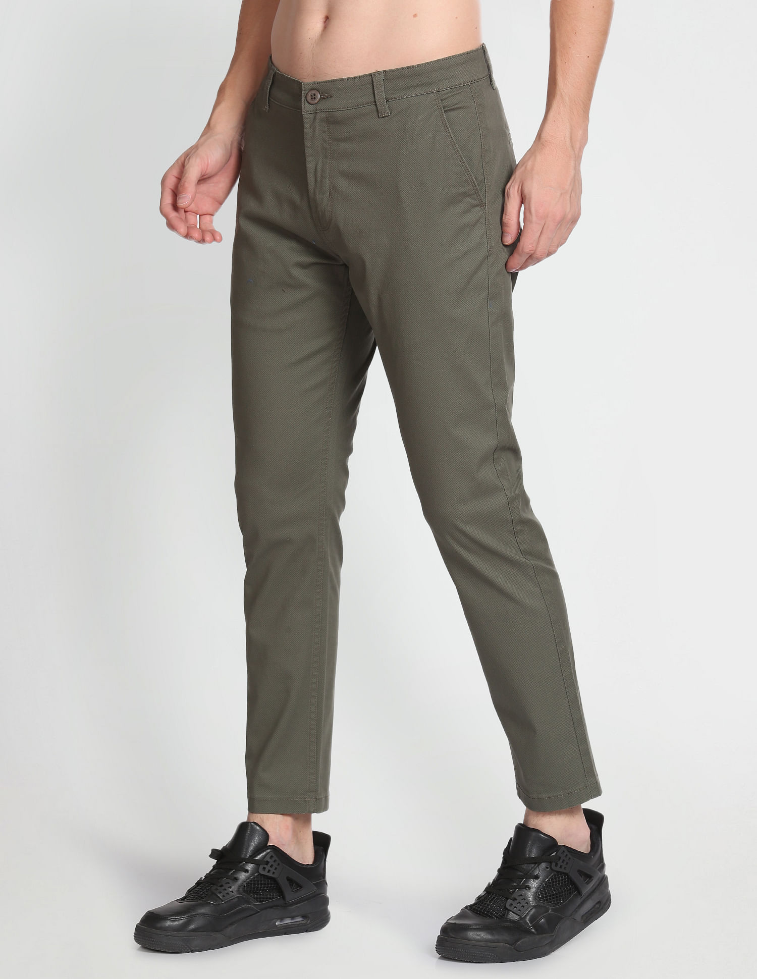 Flying Machine Twill Geometric Print Trousers