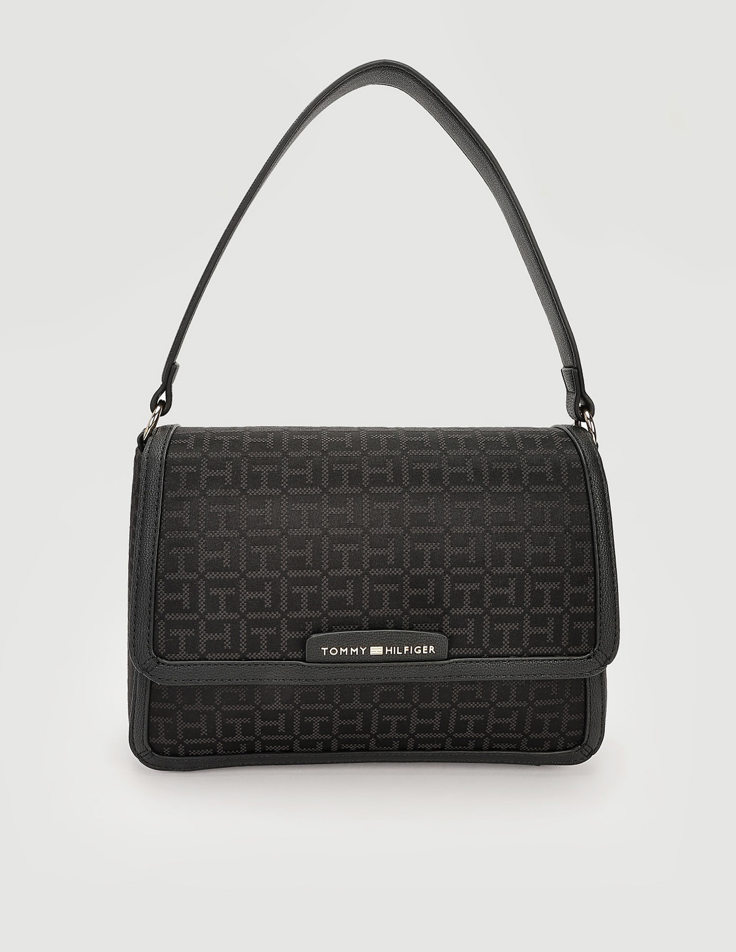 Tommy Hilfiger Printed Black Polyester Sling Bags