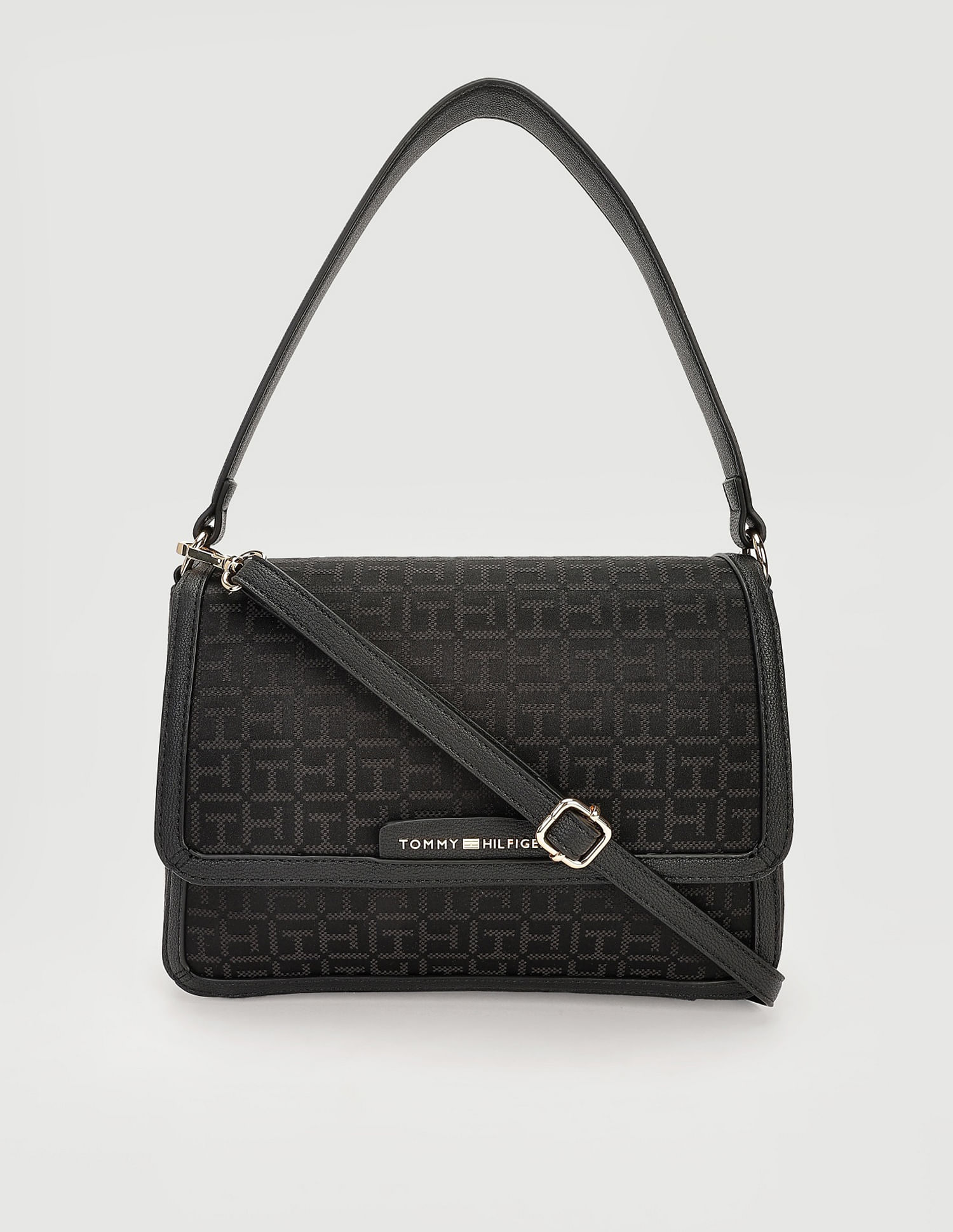 Tommy Hilfiger Printed Black Polyester Sling Bags